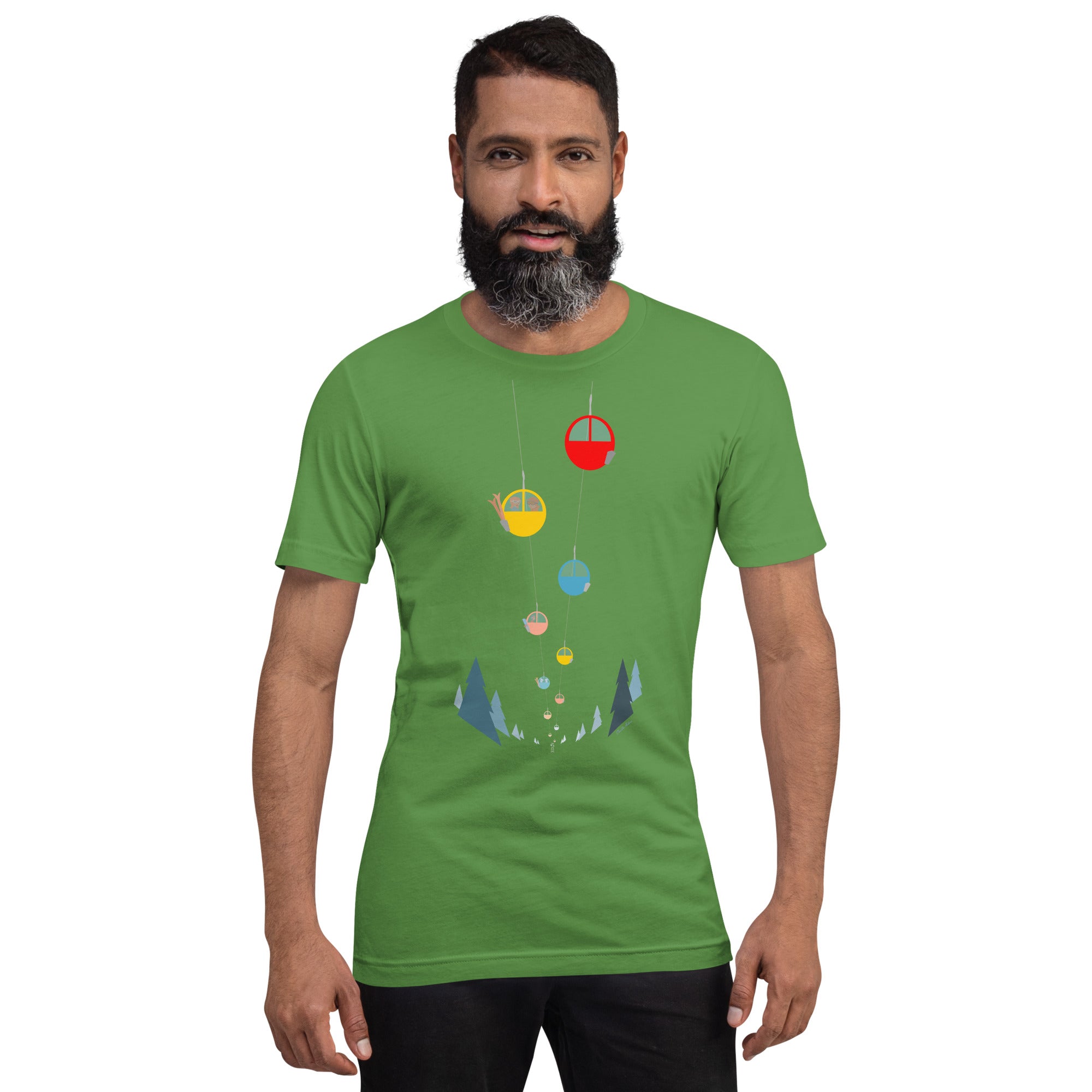 T-shirt en coton unisexe Gondolas in the mist sur couleurs foncées