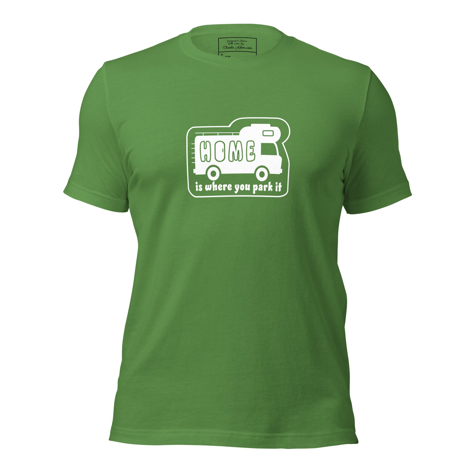 Unisex cotton t-shirt Bold Camper Van on greens