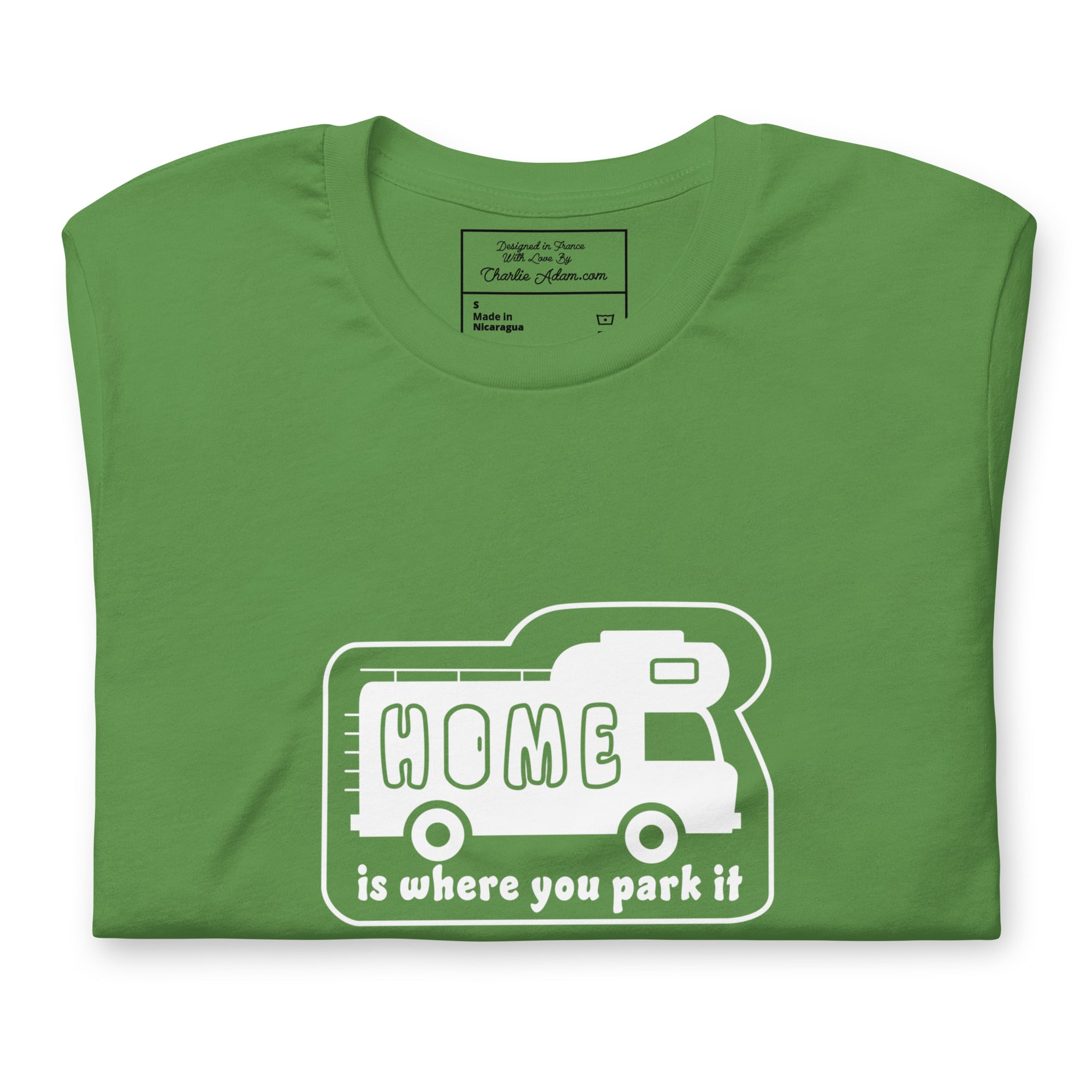 Unisex cotton t-shirt Bold Camper Van on greens