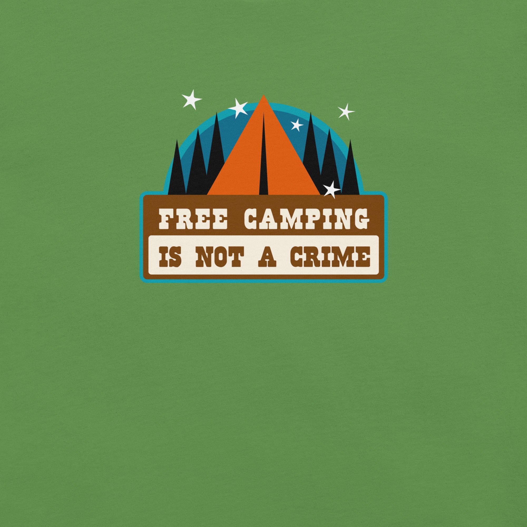 Unisex cotton t-shirt Free Camping is not a Crime on greens