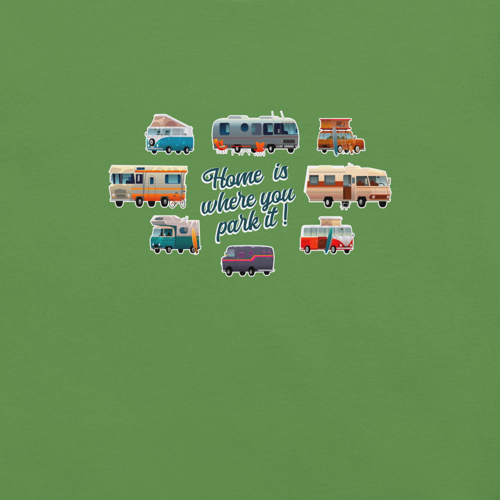 T-shirt en coton unisexe Square Vintage Campers sur verts