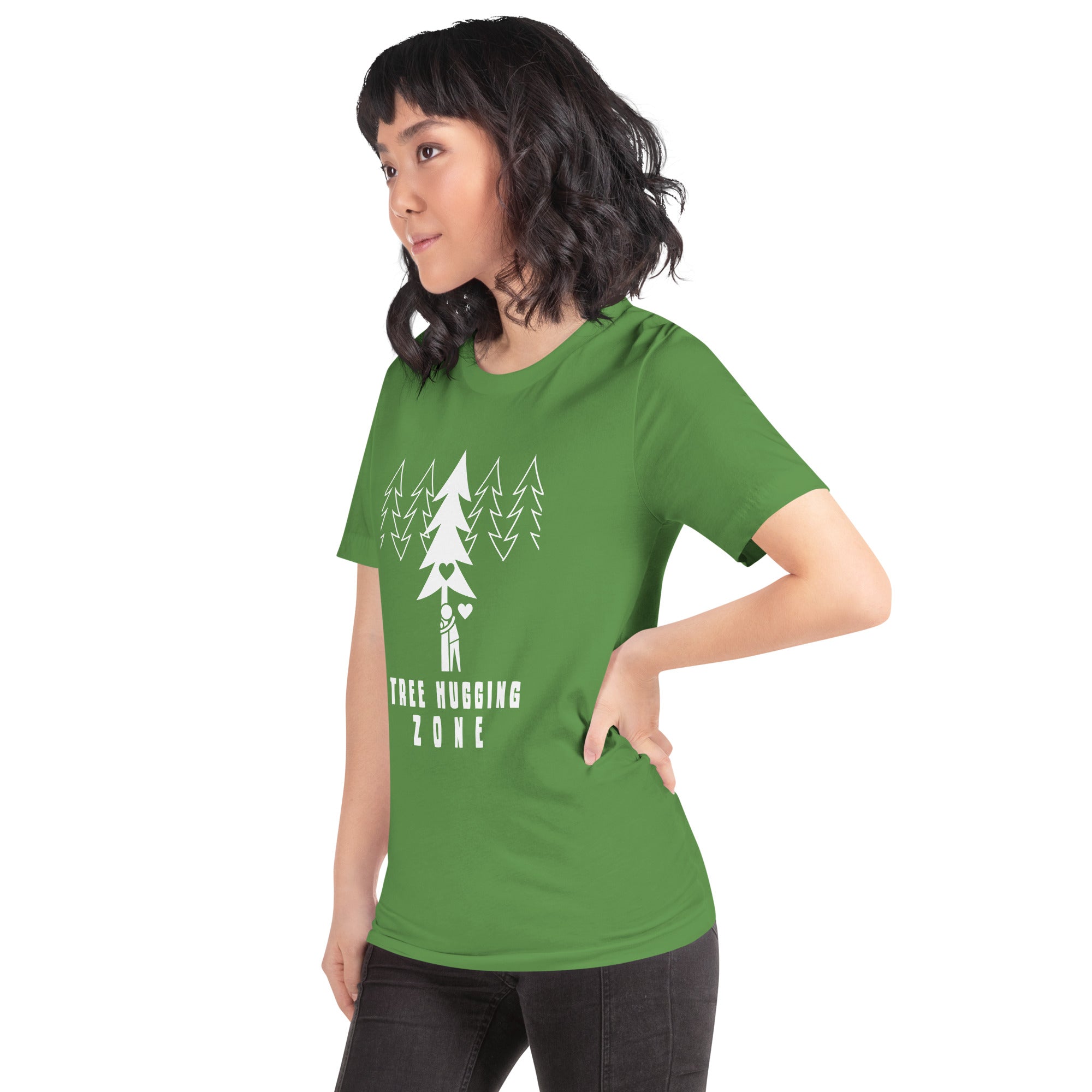 T-shirt en coton unisexe Tree hugging zone sur couleurs foncées