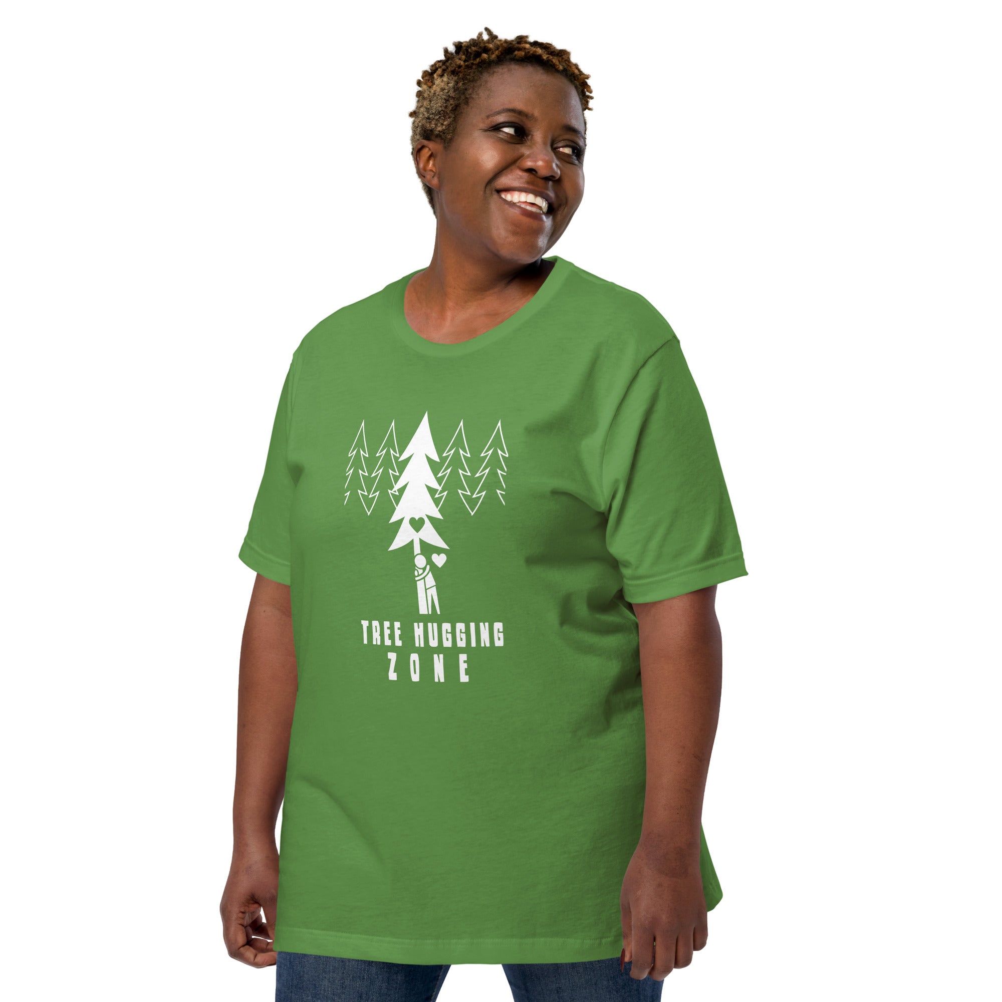 T-shirt en coton unisexe Tree hugging zone sur couleurs foncées