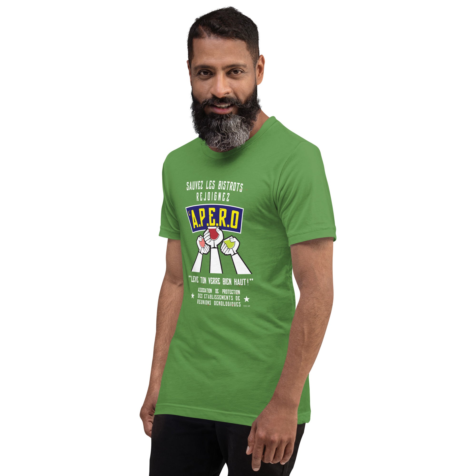 T-shirt en coton unisexe Sauvez les Bistrots, rejoignez l'Apéro sur couleurs foncées