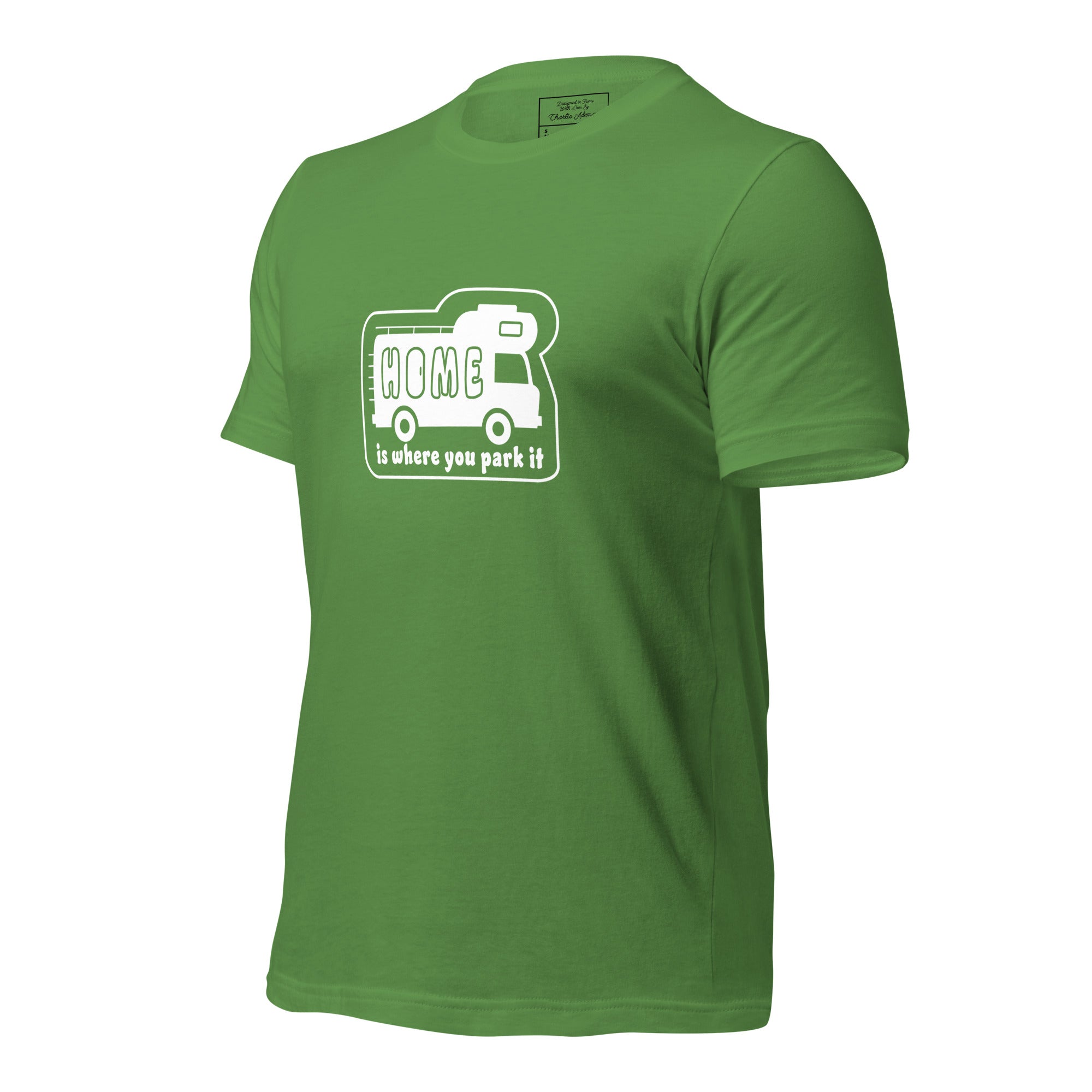 Unisex cotton t-shirt Bold Camper Van on greens