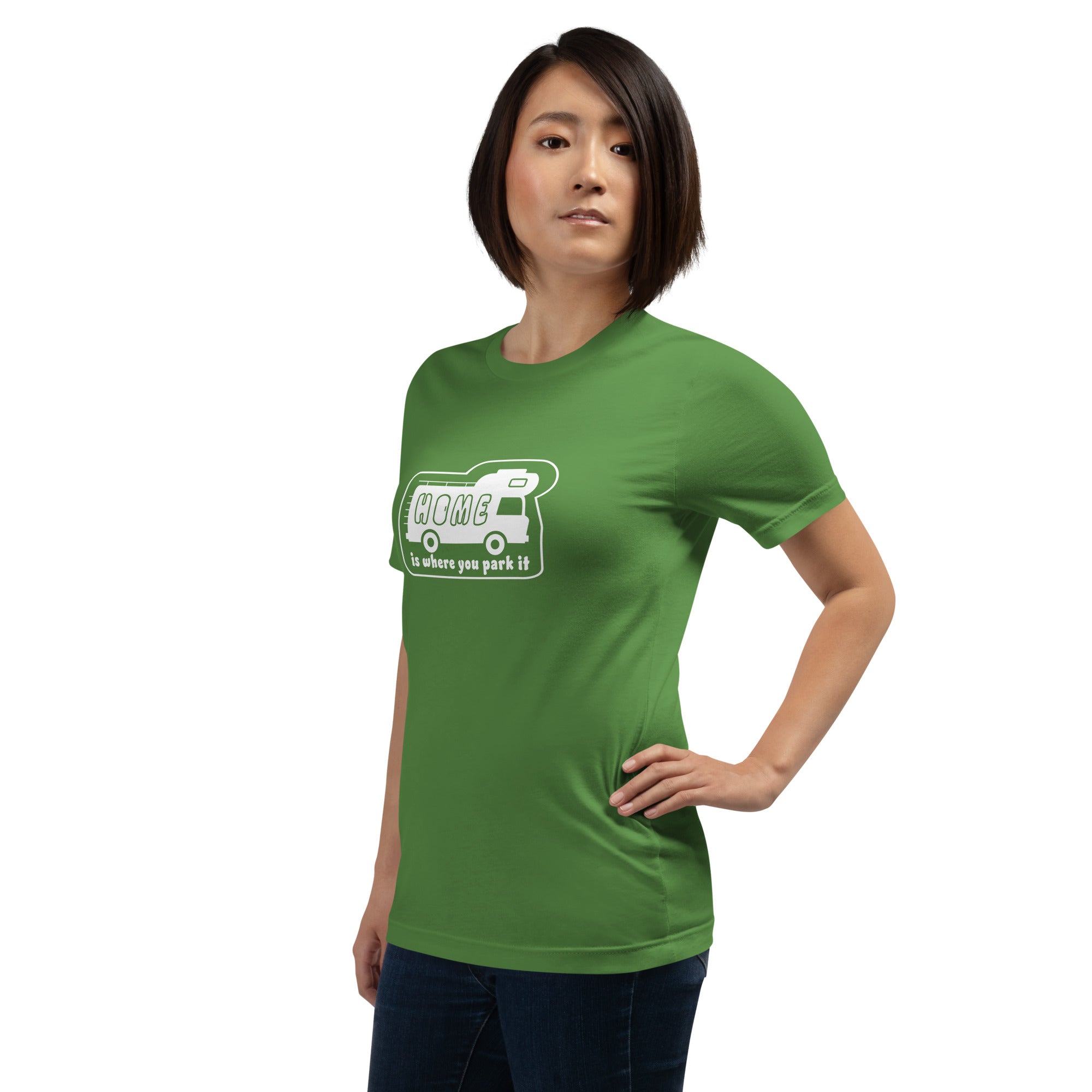 Unisex cotton t-shirt Bold Camper Van on greens