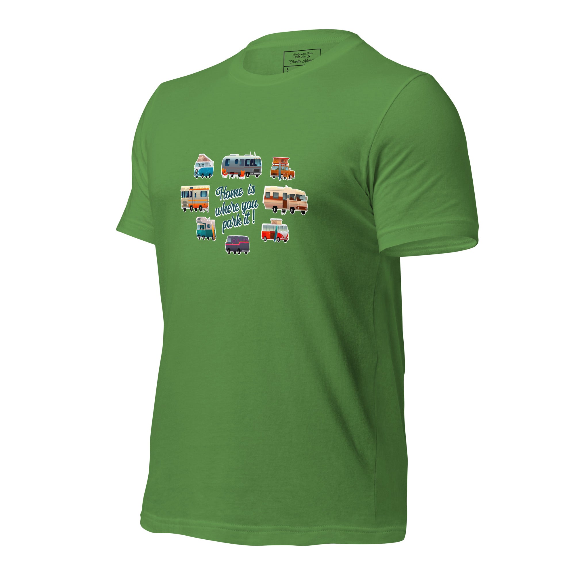 T-shirt en coton unisexe Square Vintage Campers sur verts