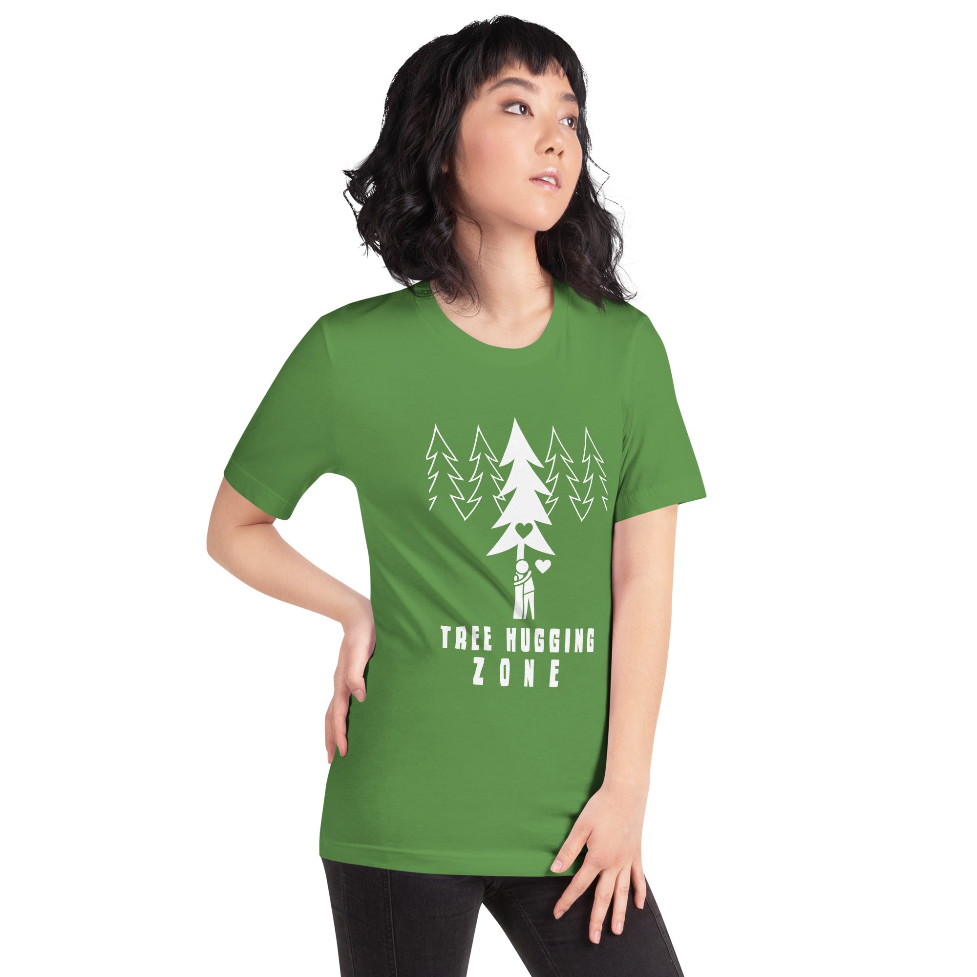 T-shirt en coton unisexe Tree hugging zone sur couleurs foncées