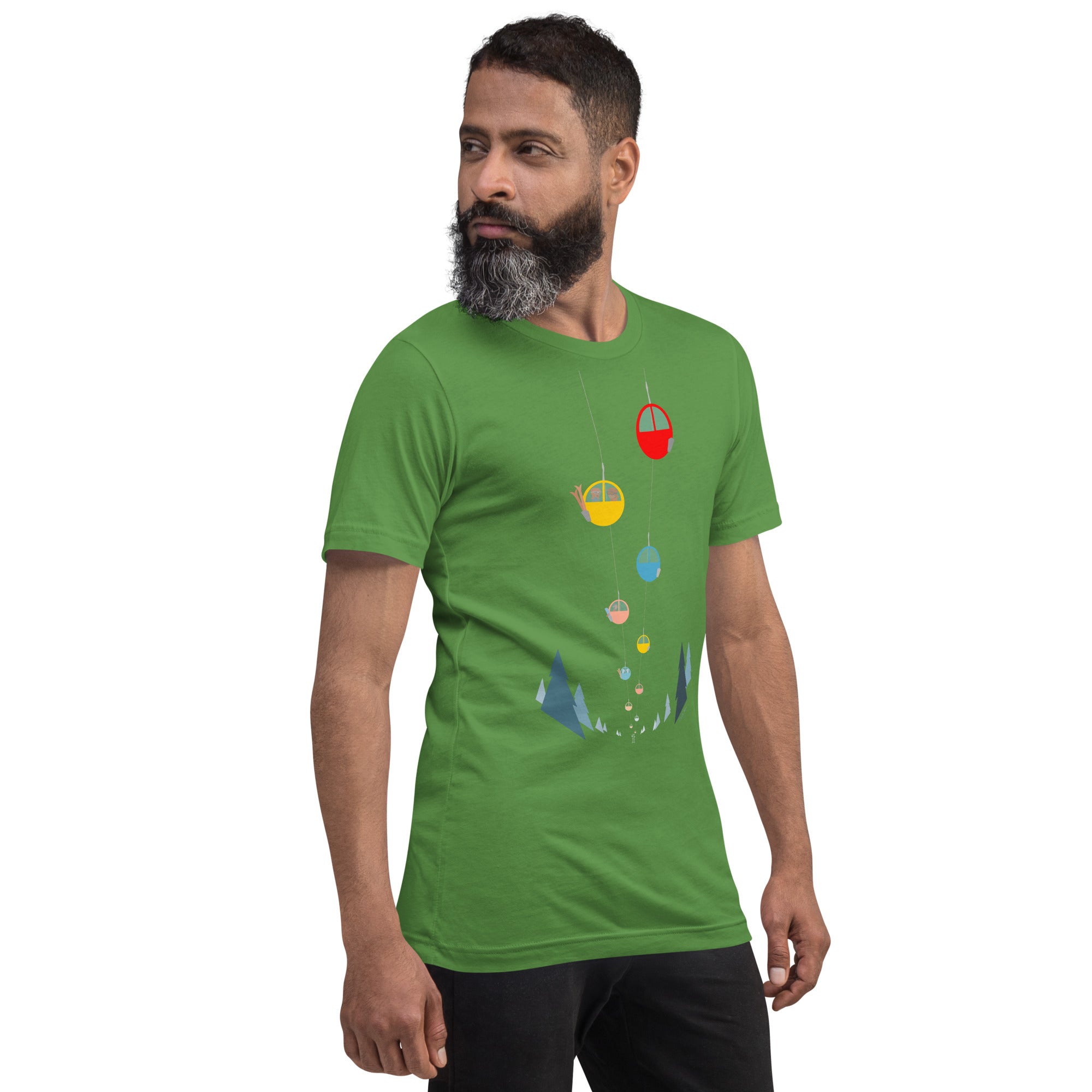 T-shirt en coton unisexe Gondolas in the mist sur couleurs foncées