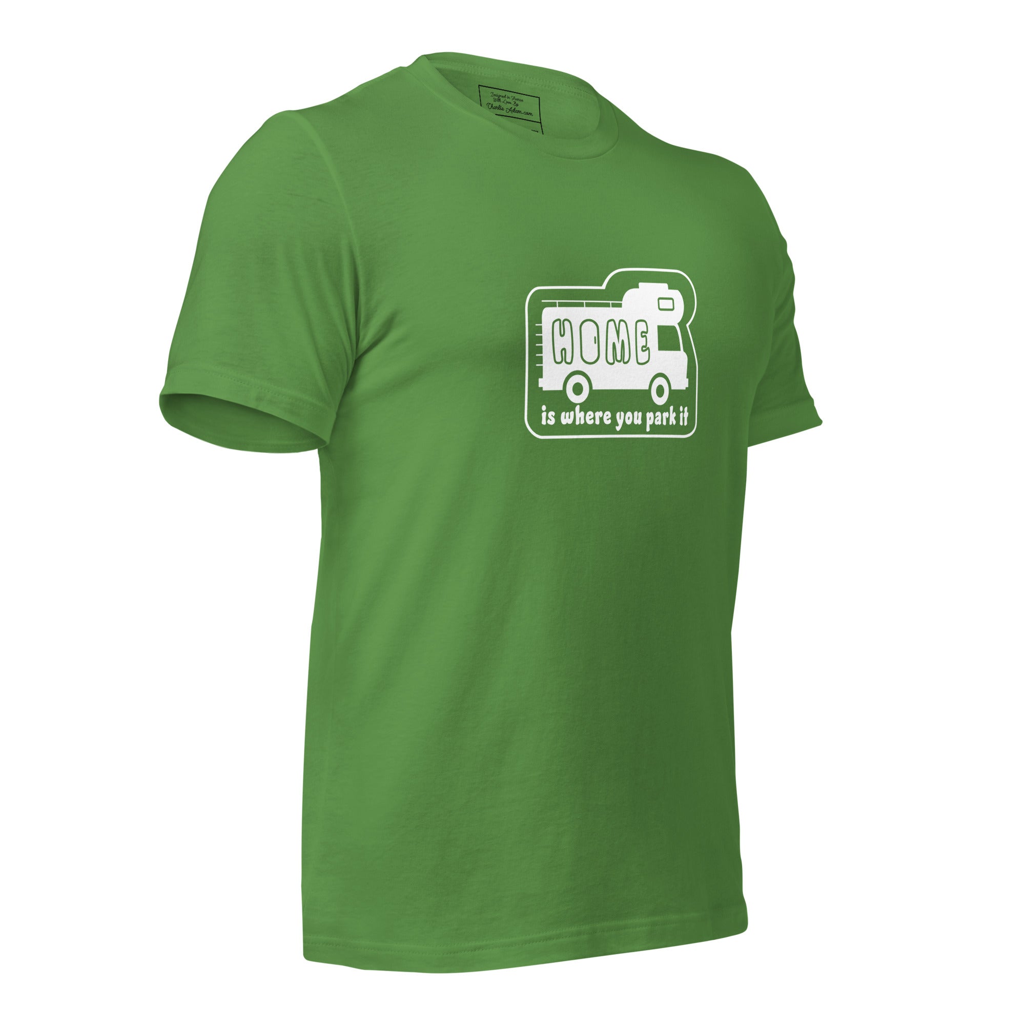 Unisex cotton t-shirt Bold Camper Van on greens