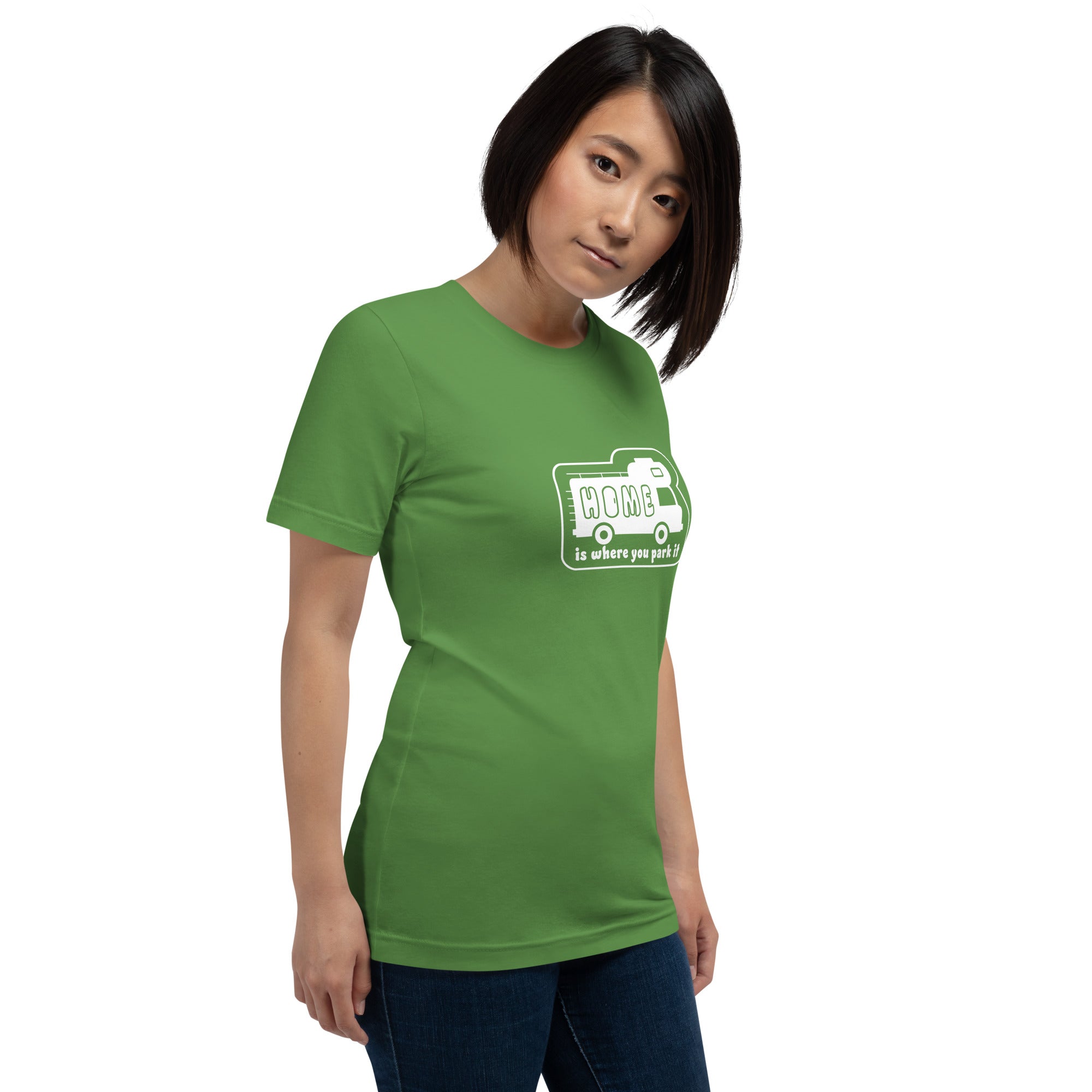 Unisex cotton t-shirt Bold Camper Van on greens