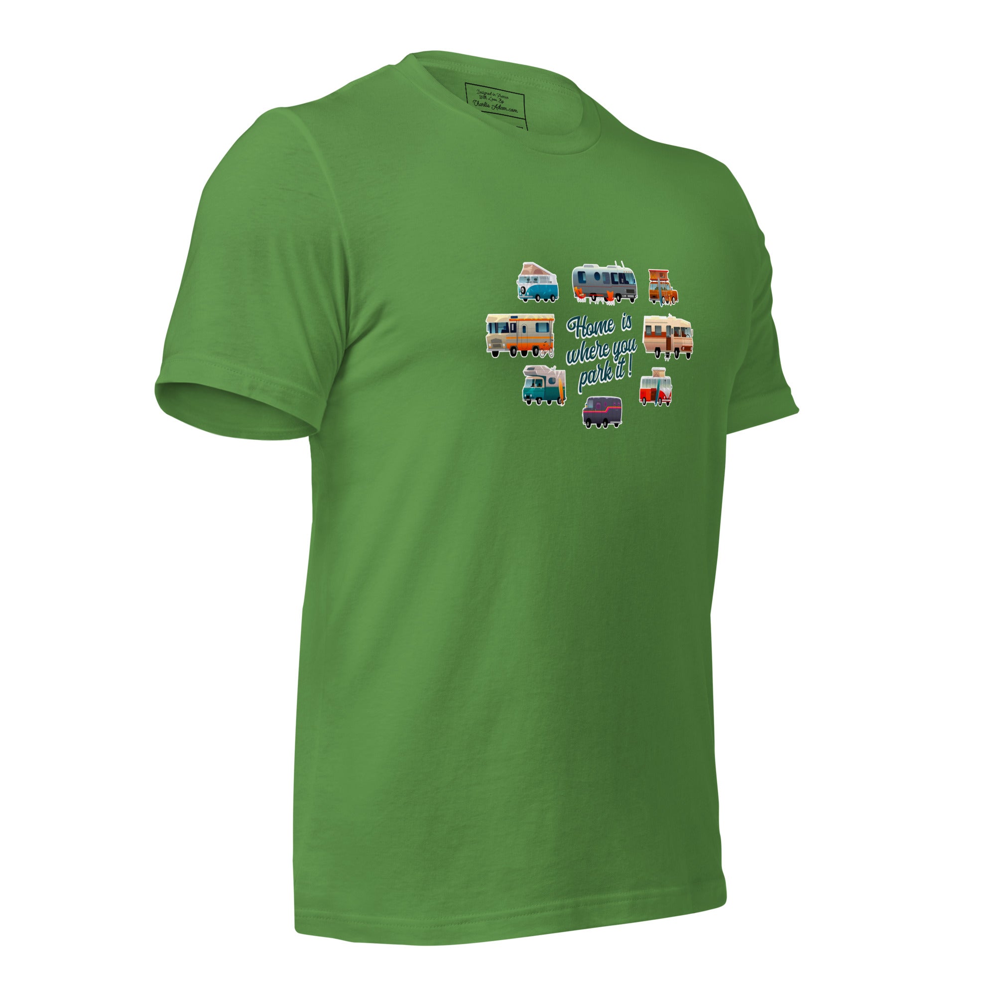 T-shirt en coton unisexe Square Vintage Campers sur verts