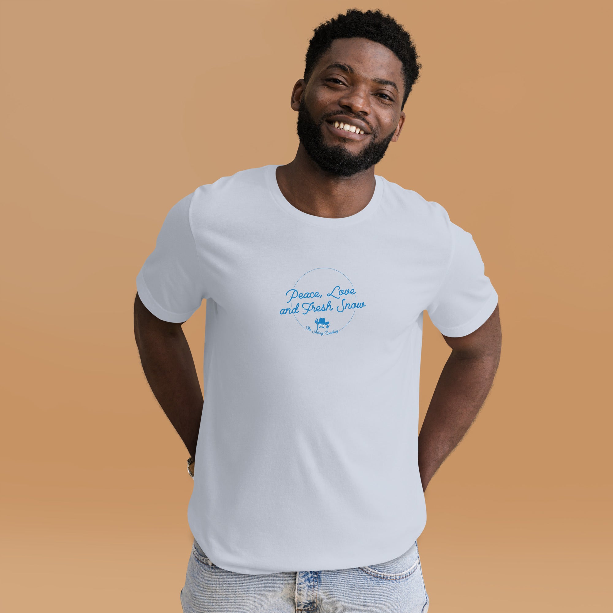 T-shirt en coton unisexe Peace, Love and Fresh Snow sur couleurs claires