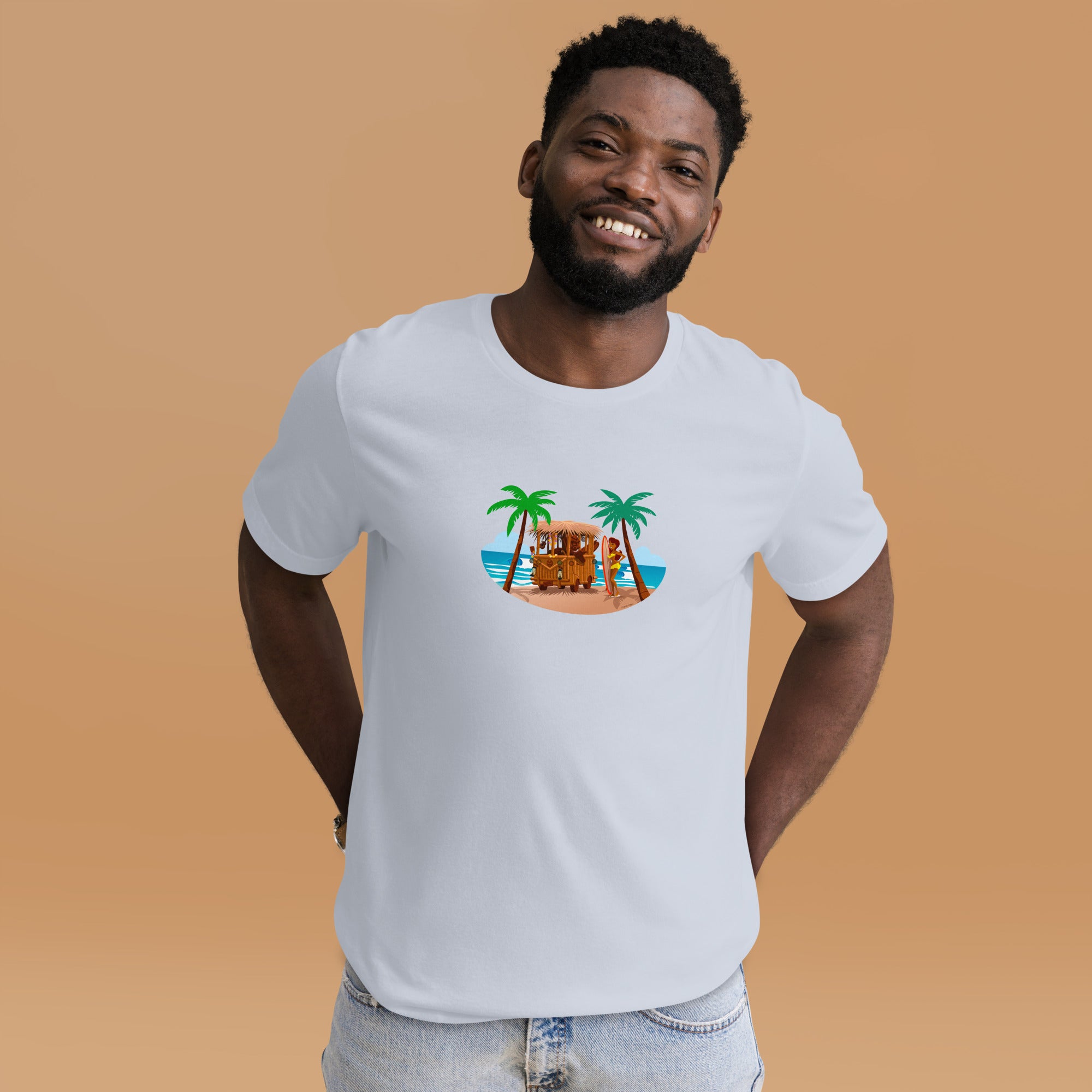 T-shirt en coton unisexe Tiki Kombi sur fond clair