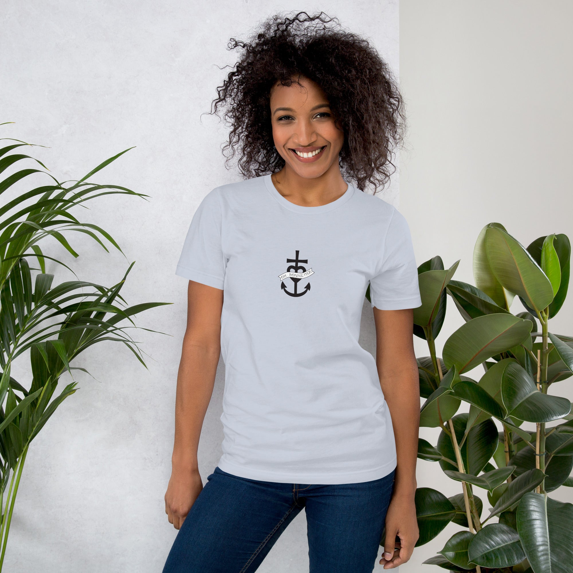 T-shirt en coton unisexe Oh Bonne Mer 1 sur couleurs claires