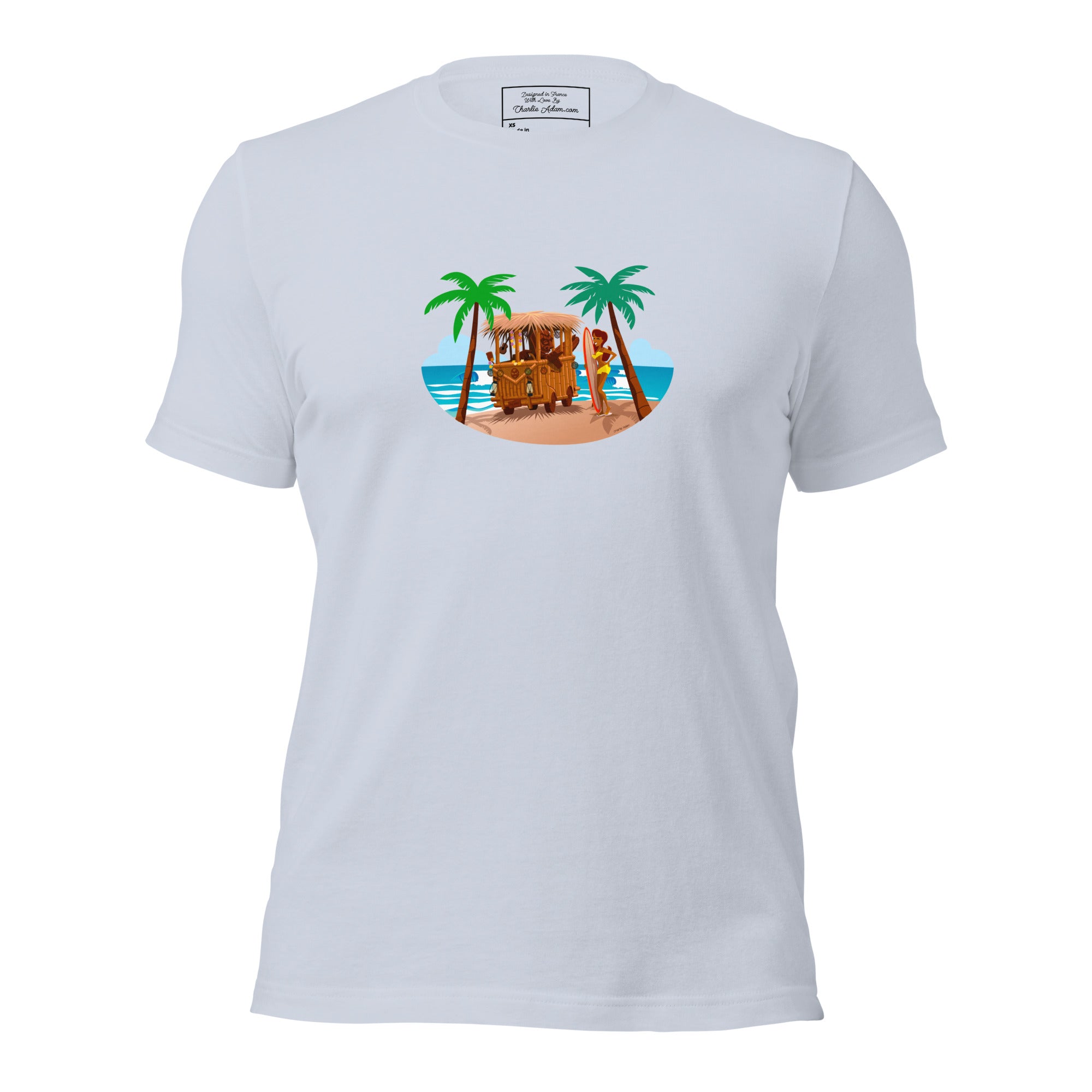 T-shirt en coton unisexe Tiki Kombi sur fond clair