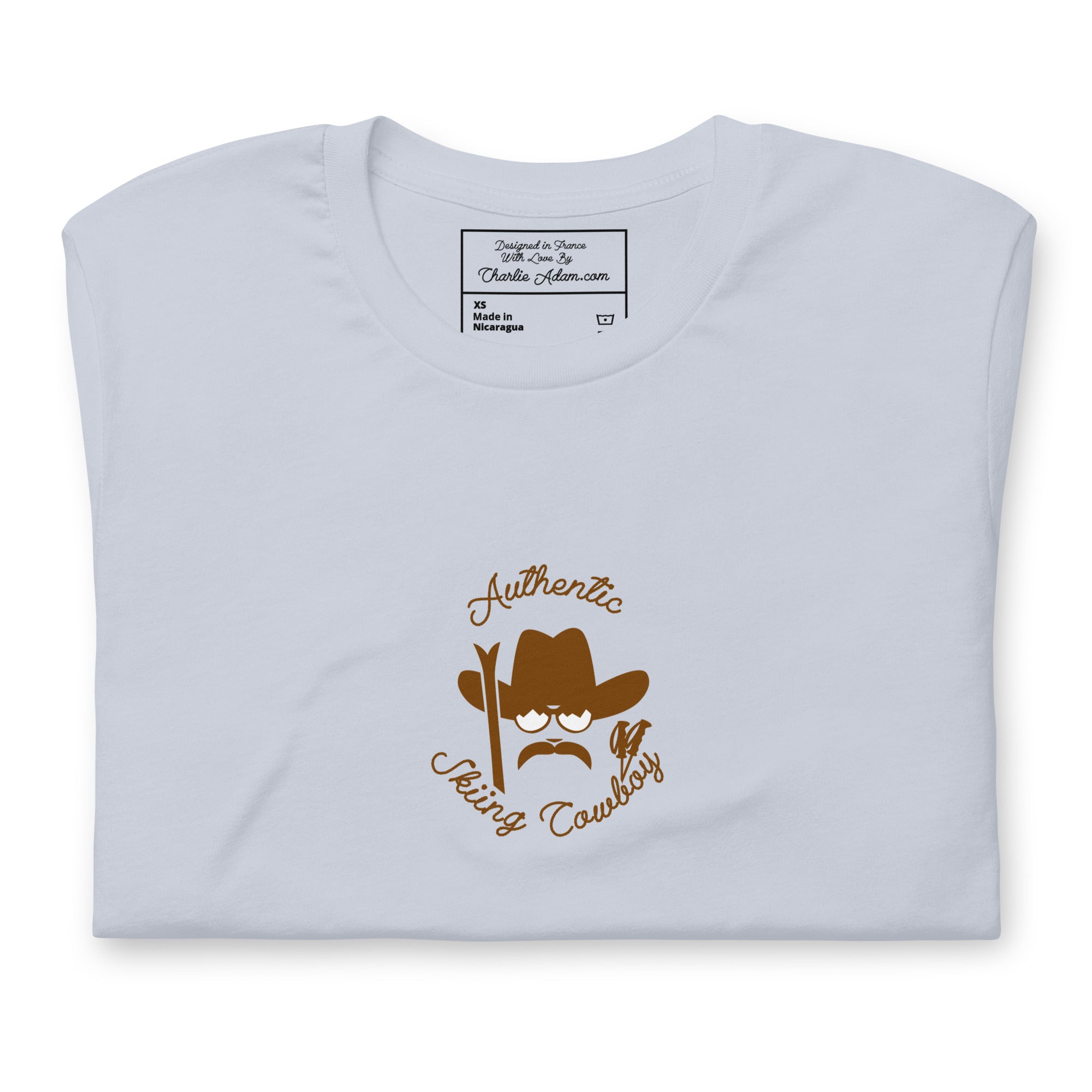 T-shirt en coton unisexe Authentic Skiing Cowboy sur couleurs claires