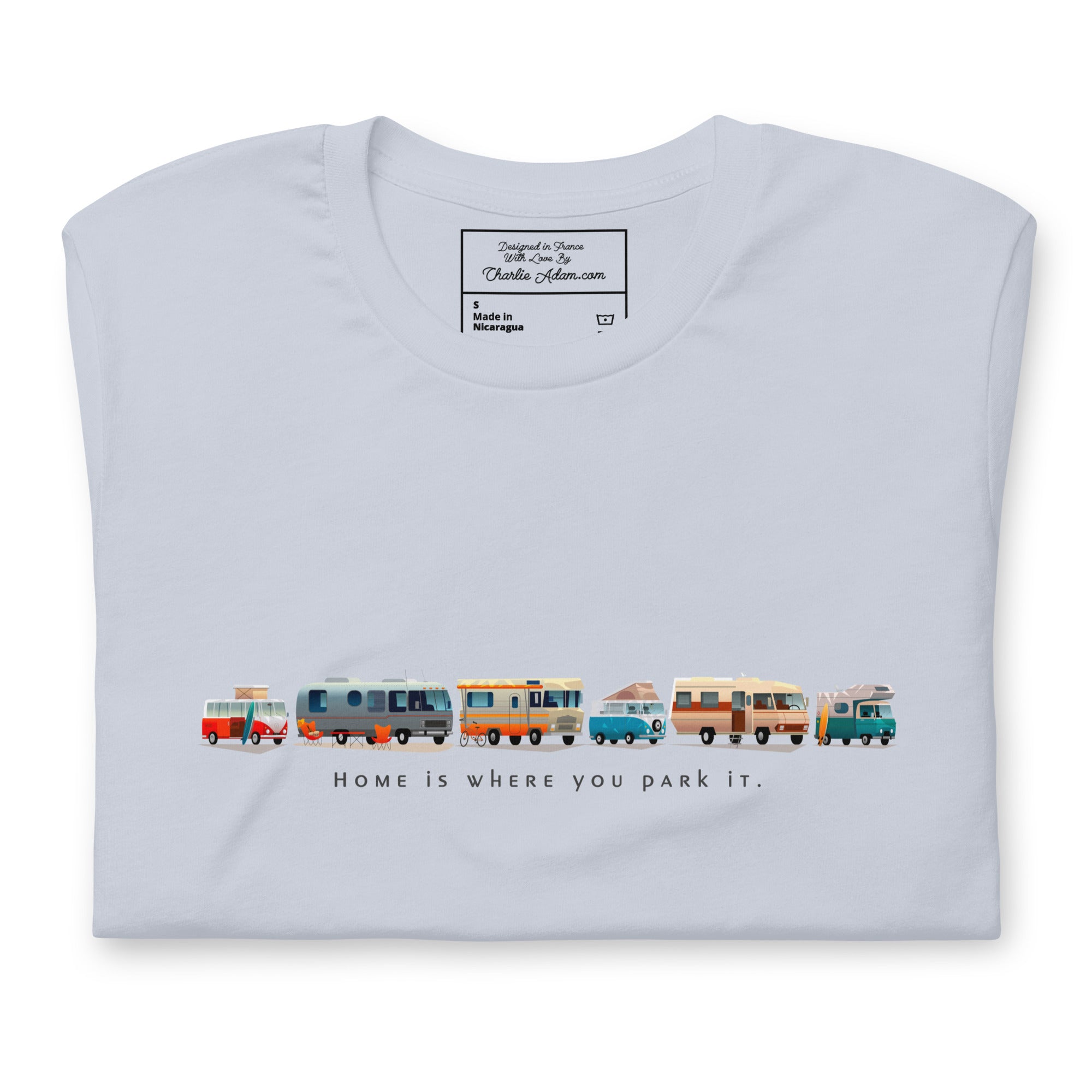 T-shirt en coton unisexe Vintage Campers: Home is where you park it sur couleurs claires