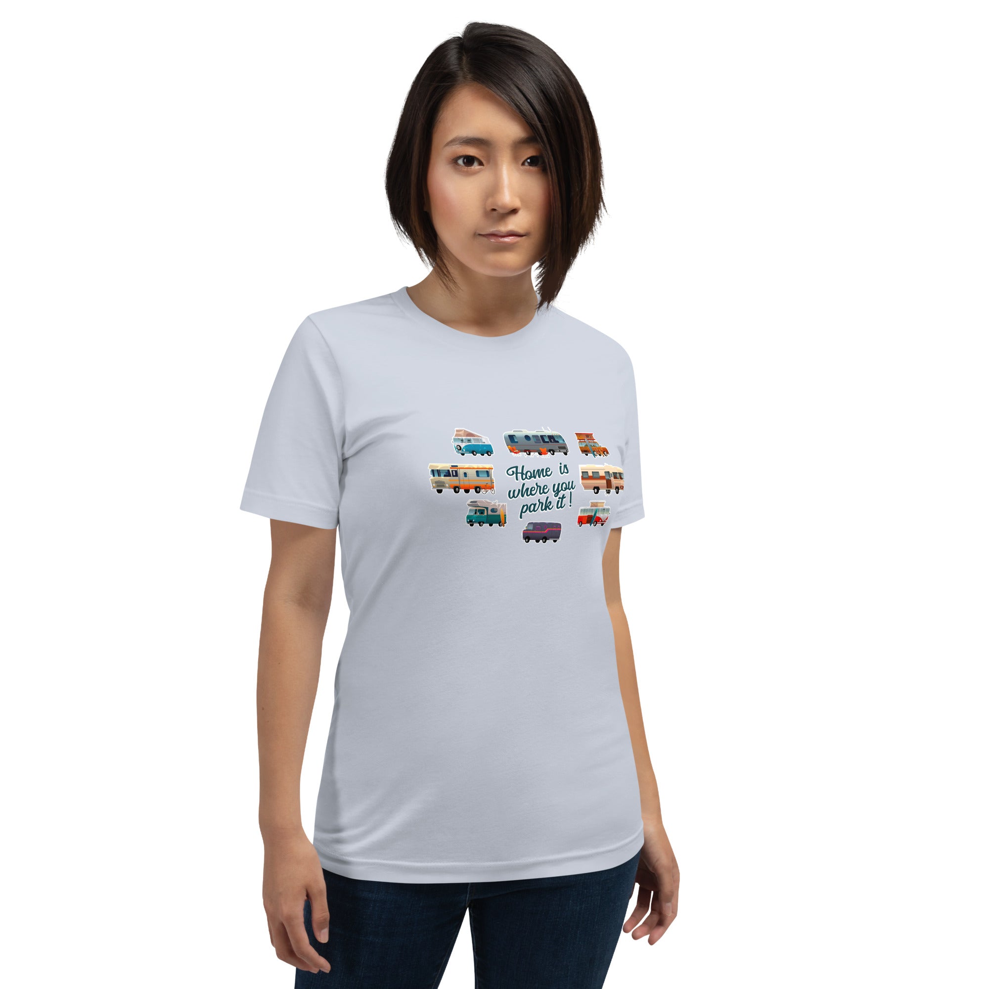 T-shirt en coton unisexe Square Vintage Campers sur couleurs claires