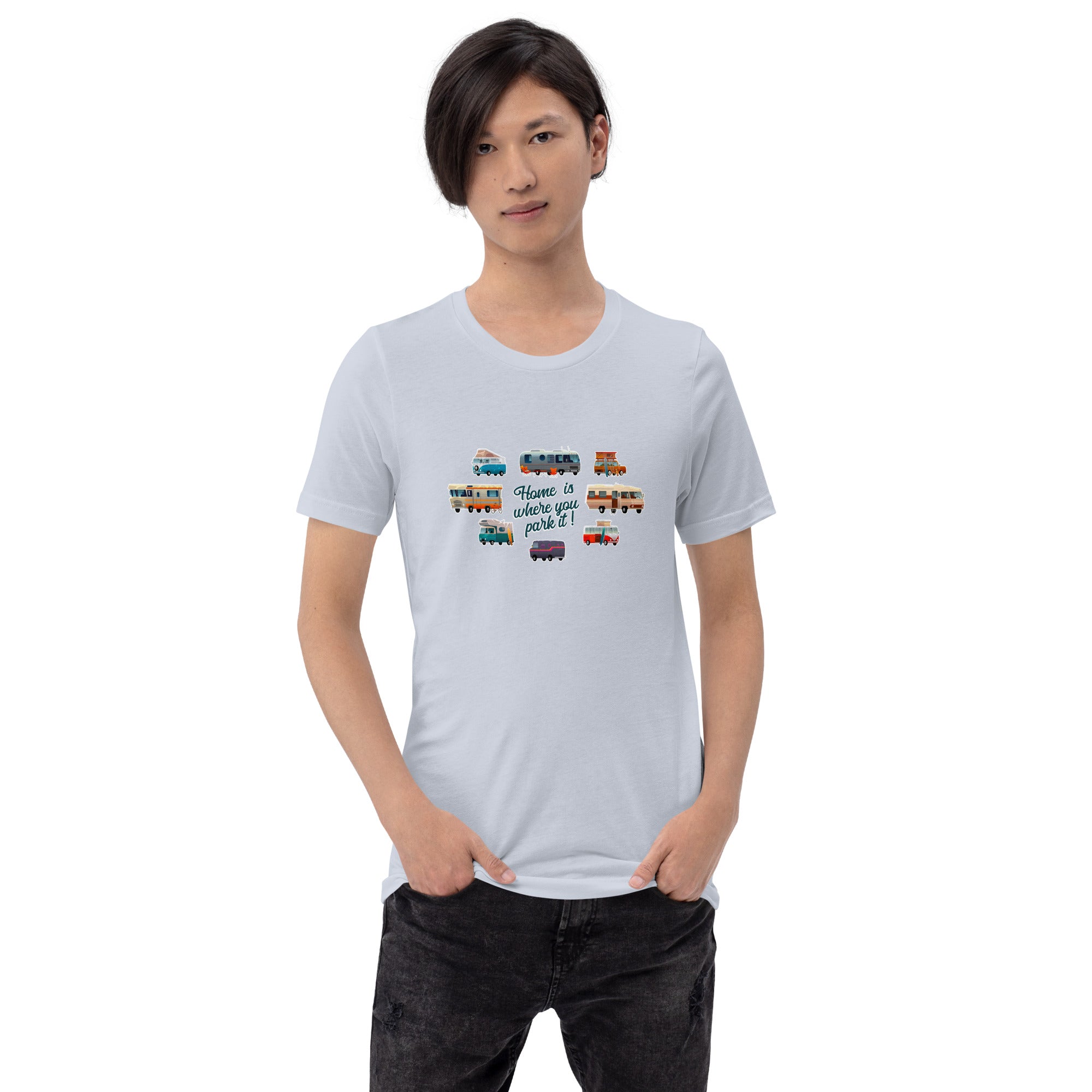 T-shirt en coton unisexe Square Vintage Campers sur couleurs claires