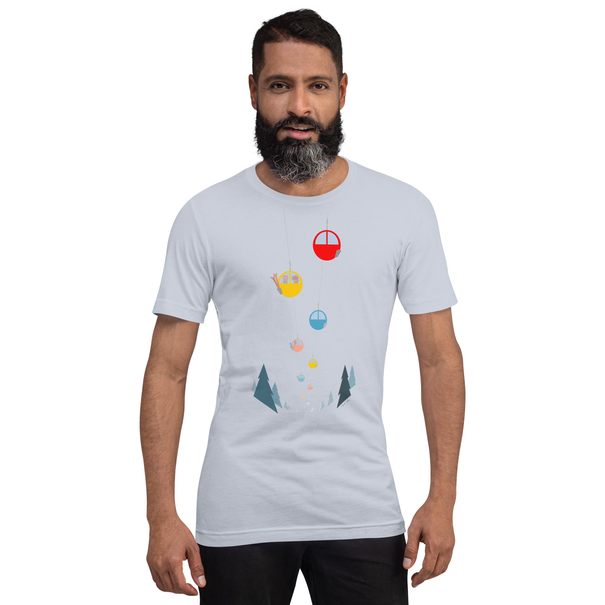 T-shirt en coton unisexe Gondolas in the mist sur couleurs claires