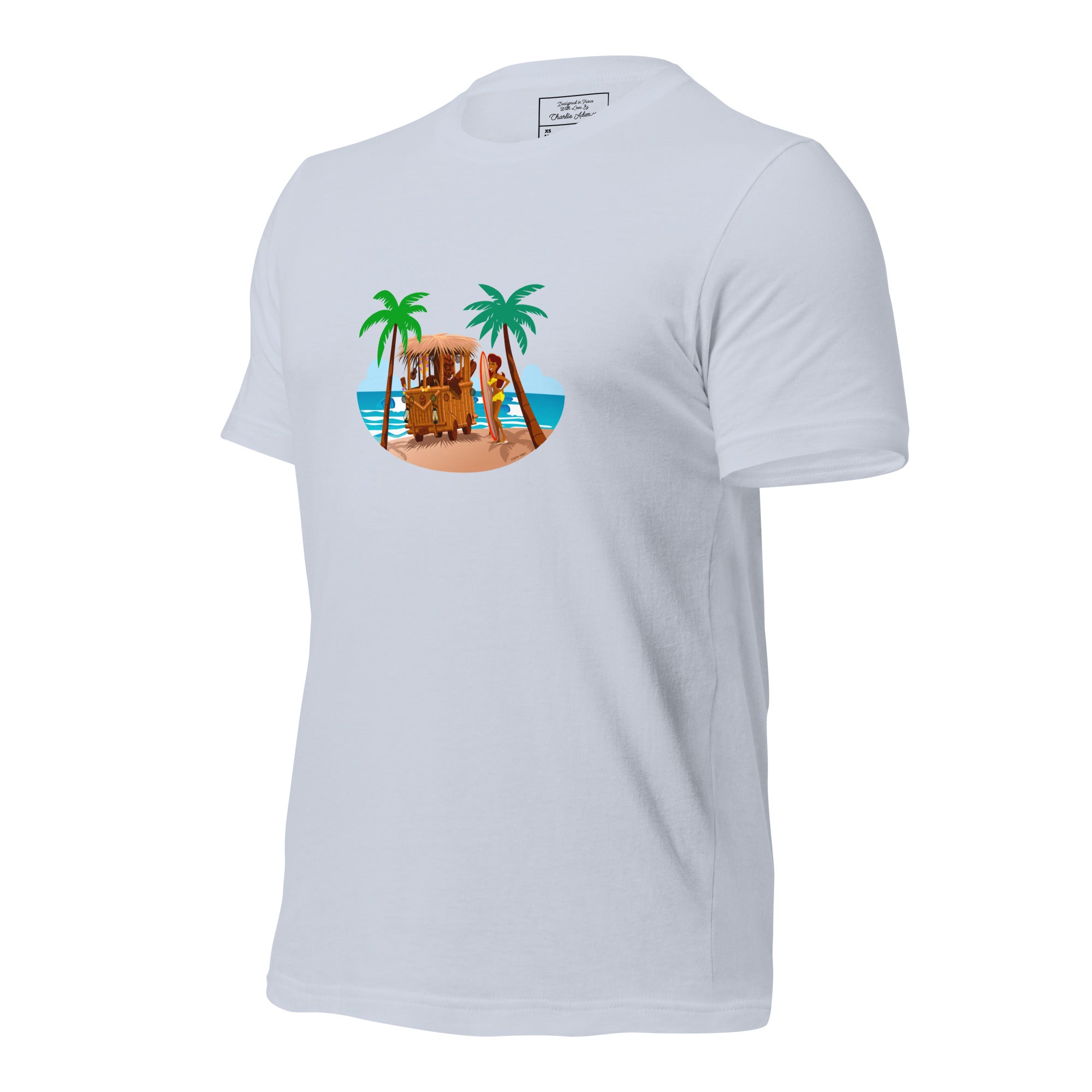 T-shirt en coton unisexe Tiki Kombi sur fond clair