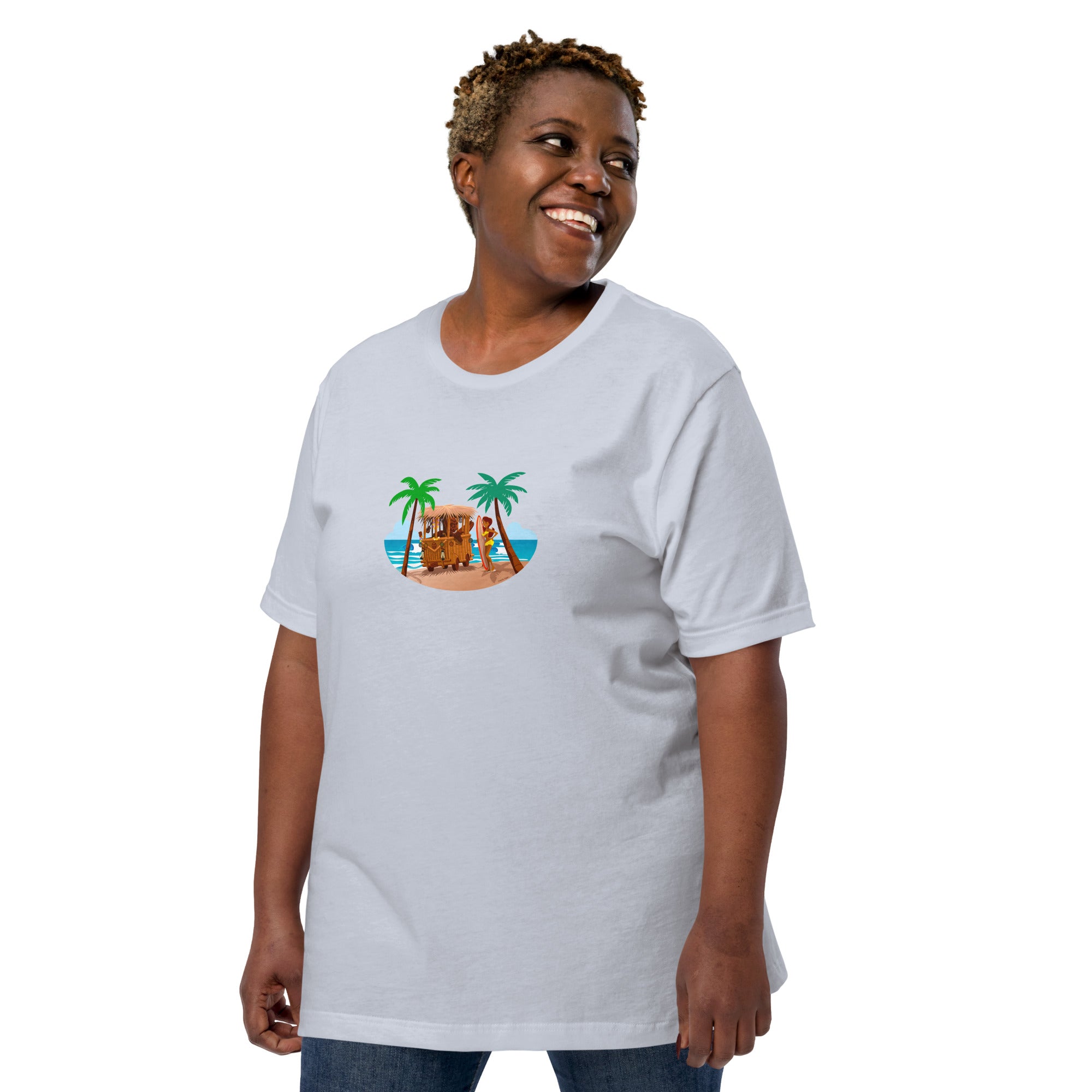 T-shirt en coton unisexe Tiki Kombi sur fond clair