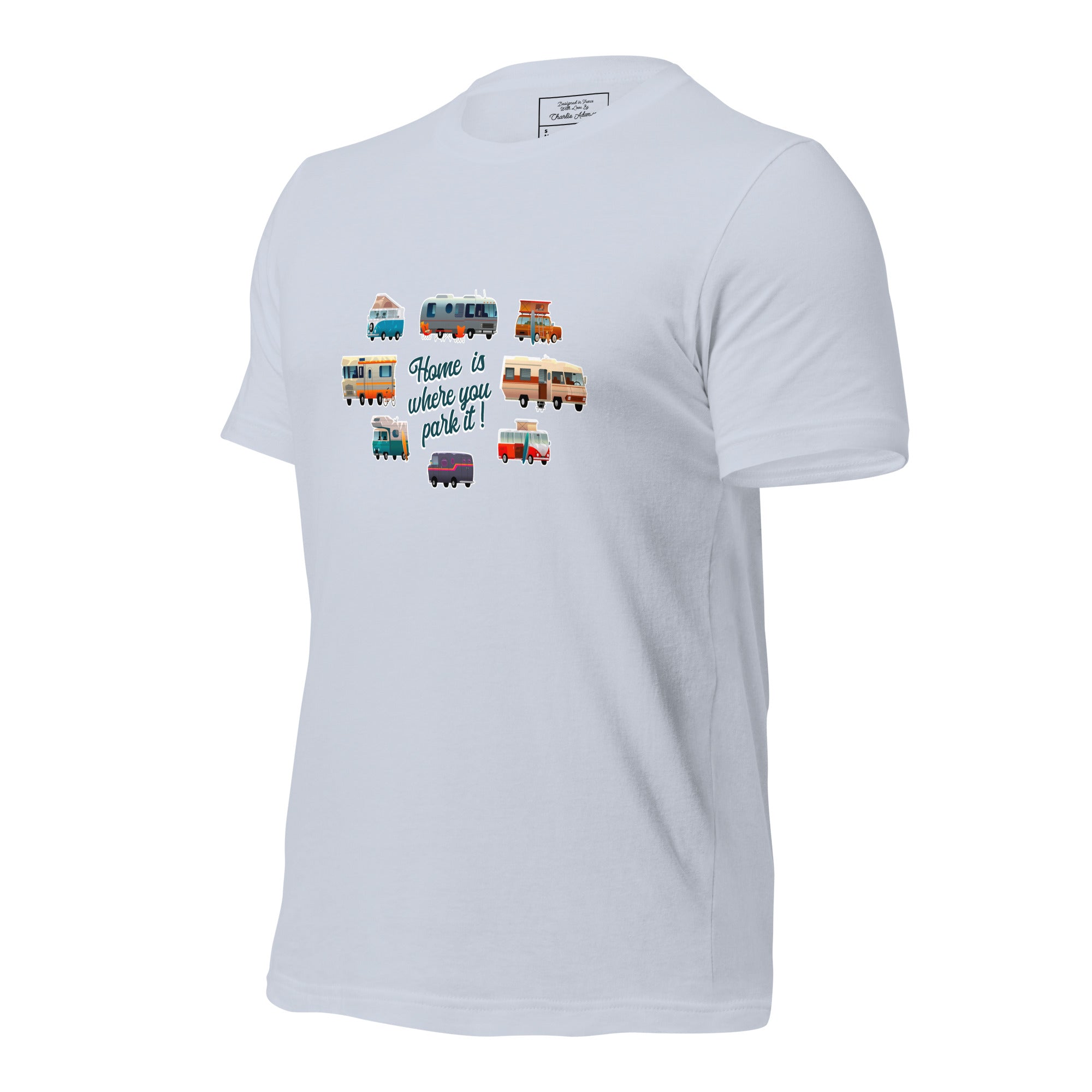 T-shirt en coton unisexe Square Vintage Campers sur couleurs claires