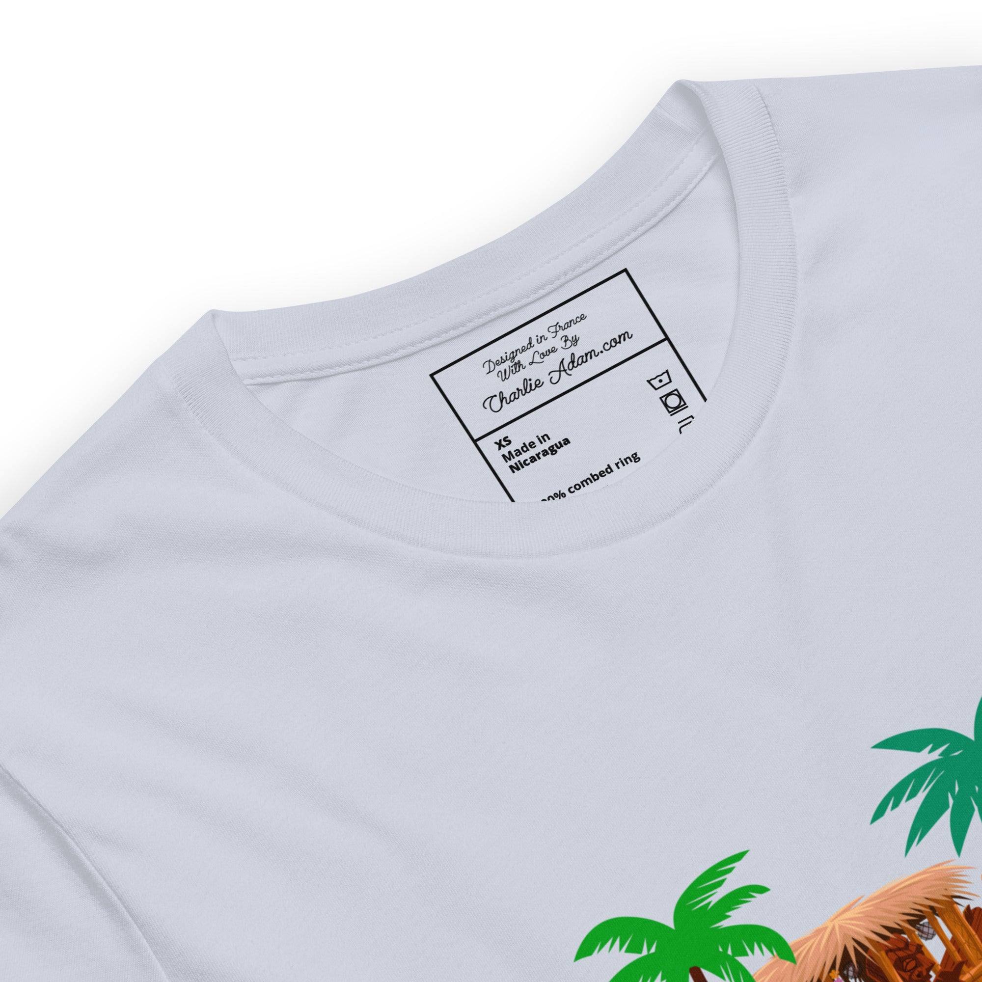 T-shirt en coton unisexe Tiki Kombi sur fond clair