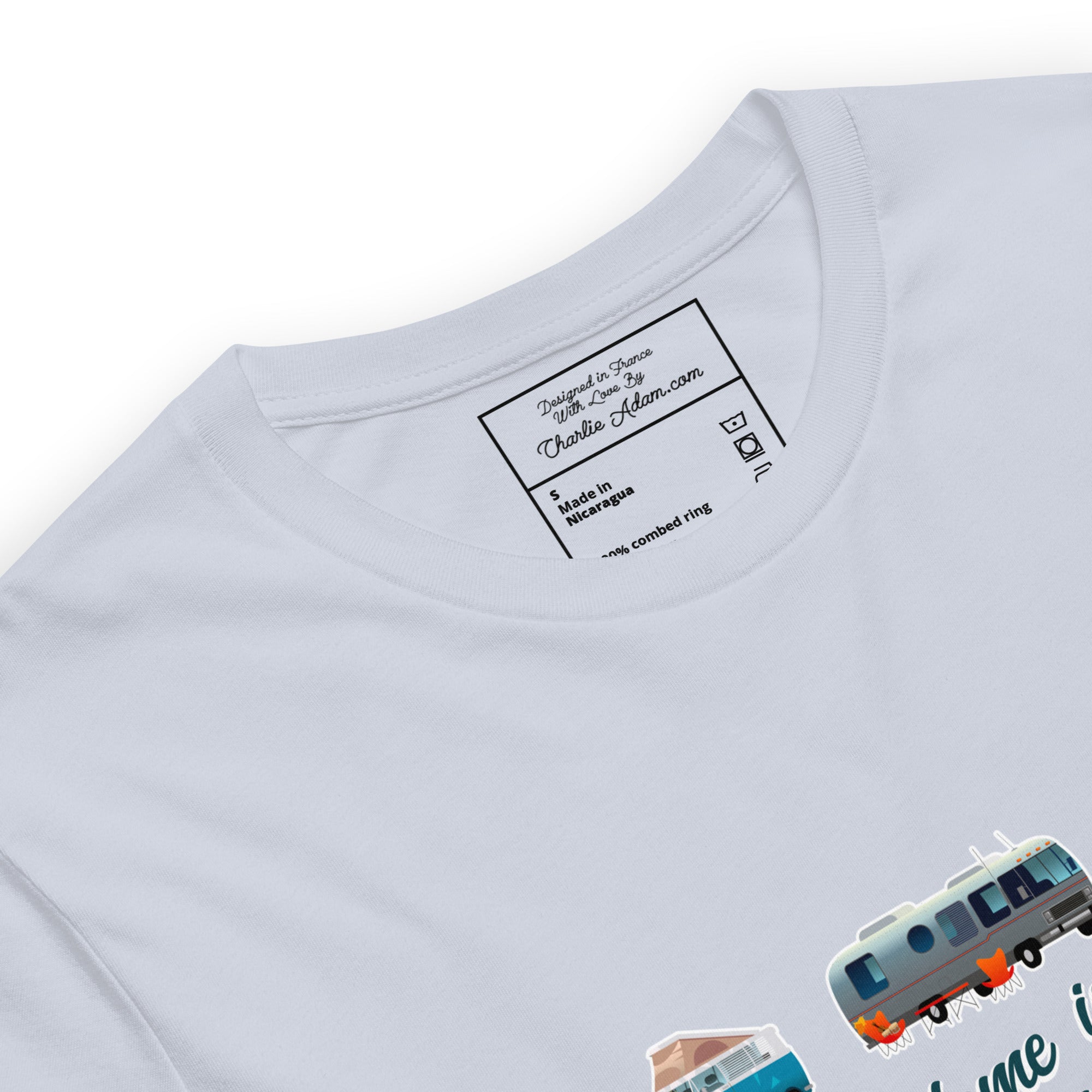 T-shirt en coton unisexe Square Vintage Campers sur couleurs claires