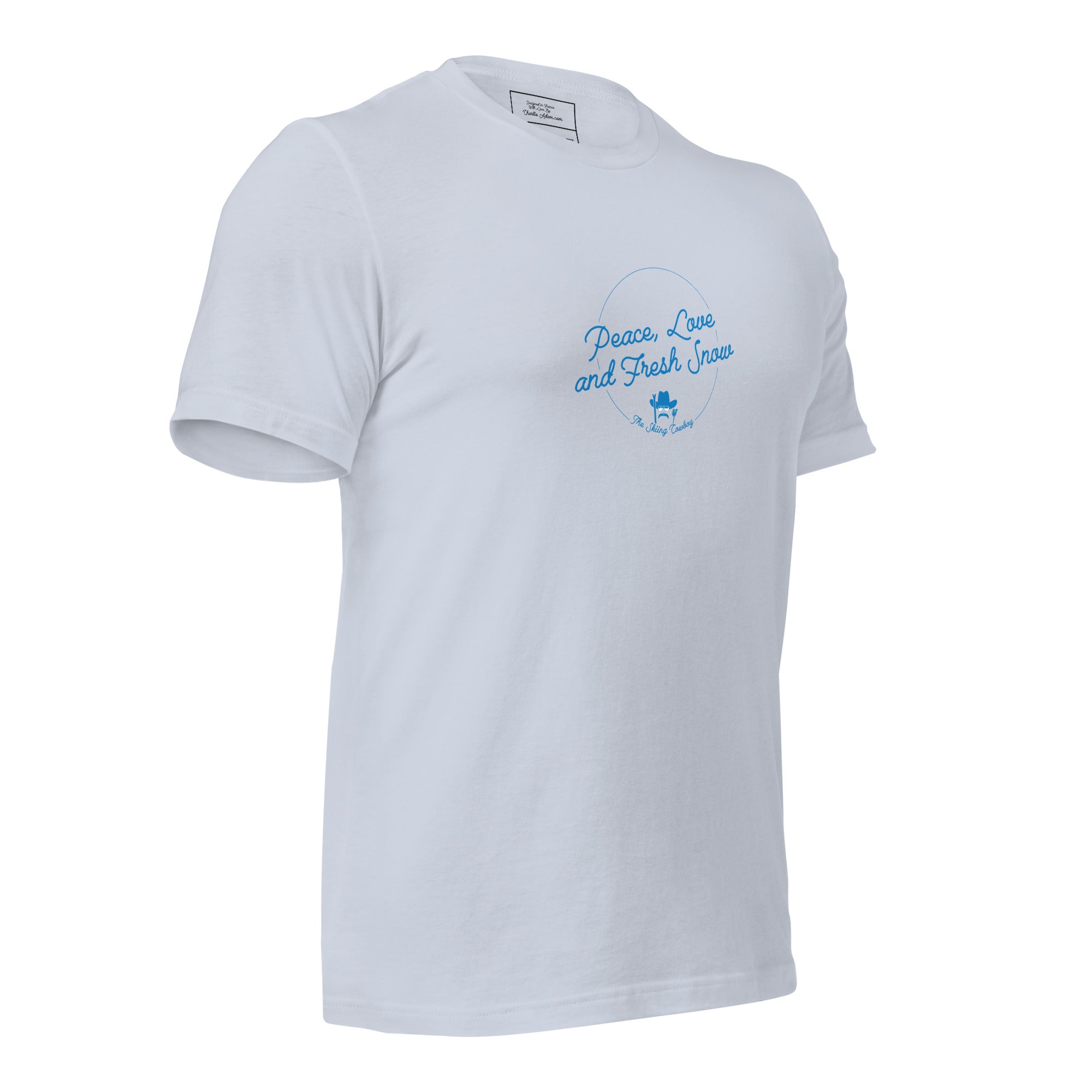 T-shirt en coton unisexe Peace, Love and Fresh Snow sur couleurs claires