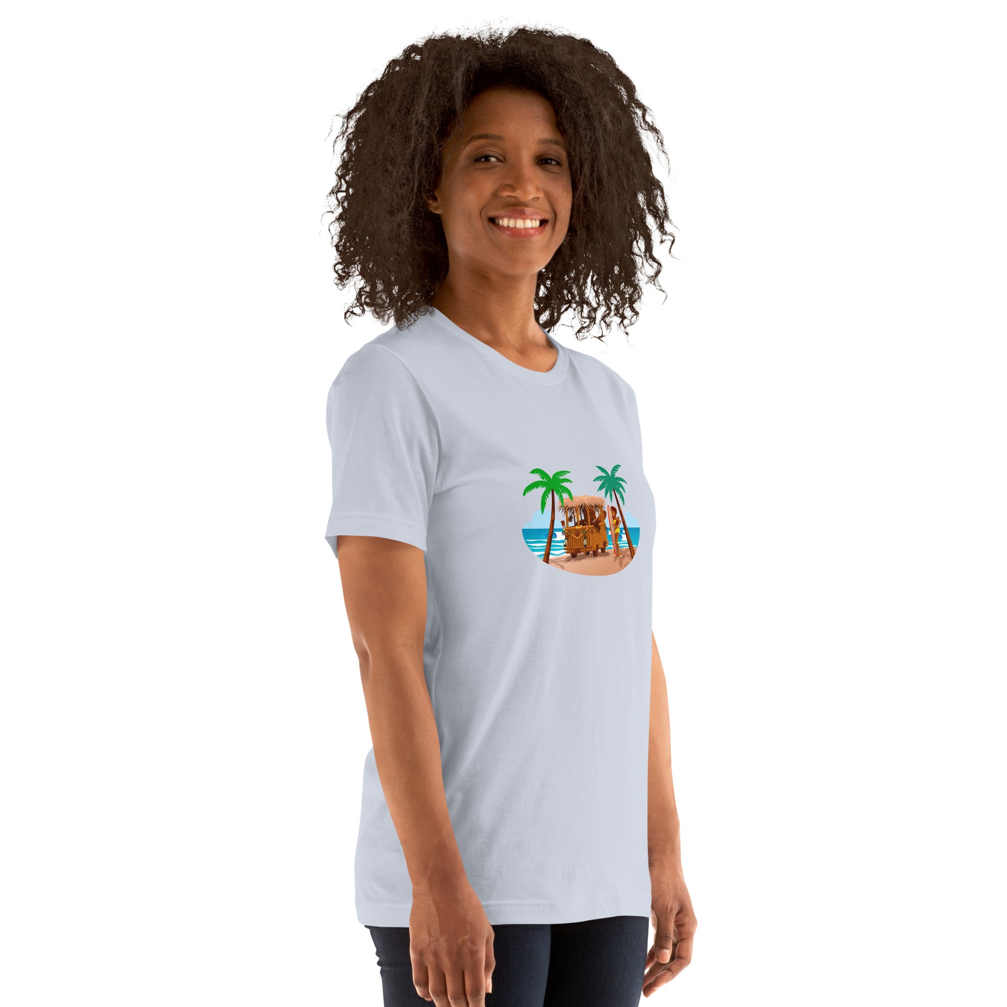 T-shirt en coton unisexe Tiki Kombi sur fond clair