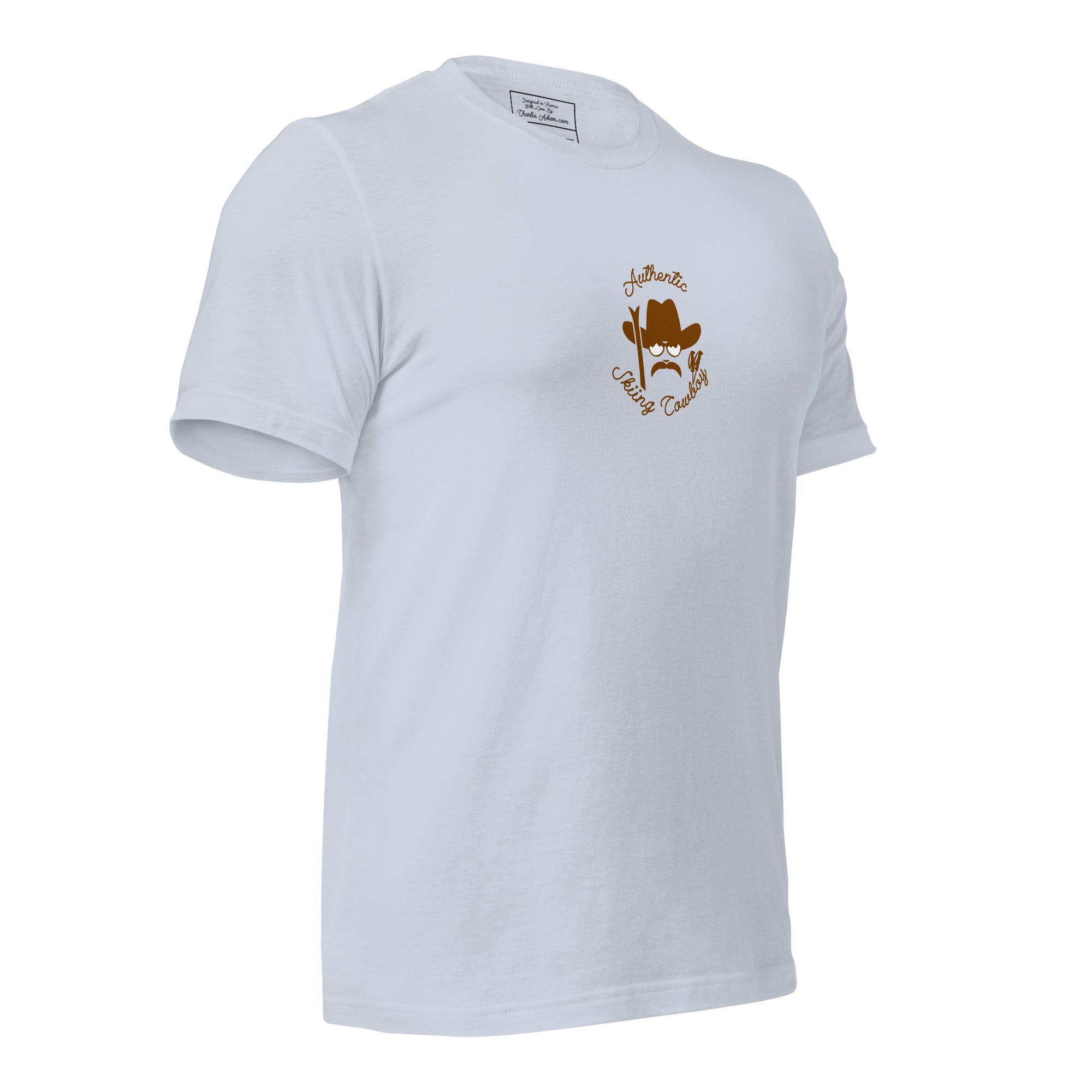 T-shirt en coton unisexe Authentic Skiing Cowboy sur couleurs claires