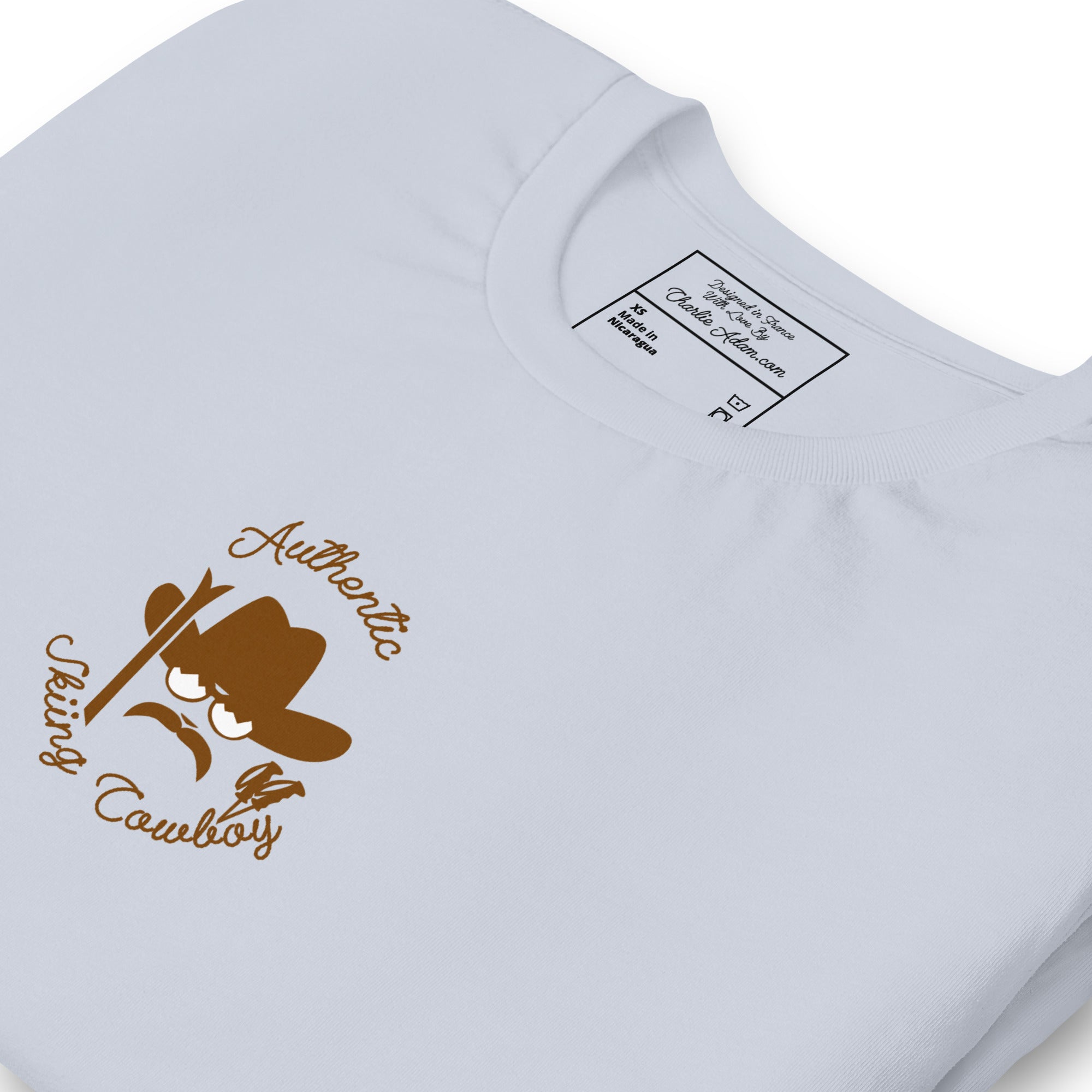 T-shirt en coton unisexe Authentic Skiing Cowboy sur couleurs claires