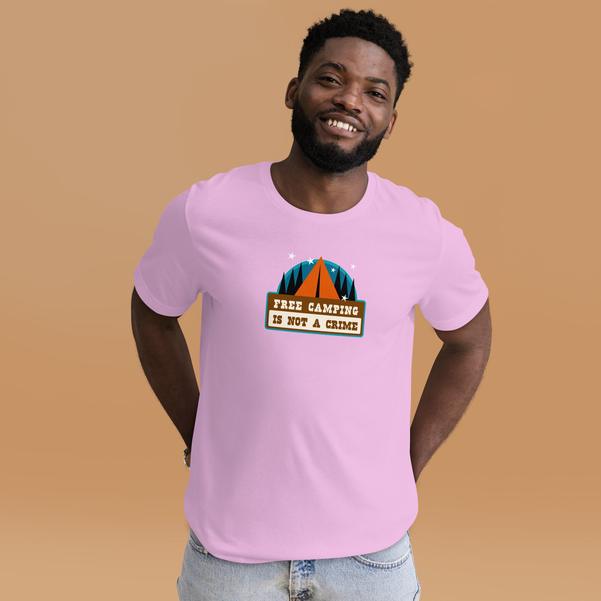 Unisex cotton t-shirt Free Camping is not a Crime on light colors