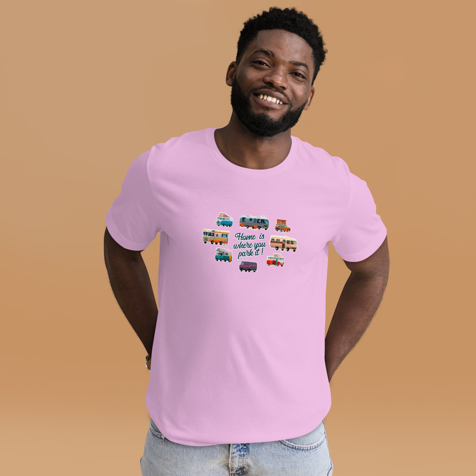 T-shirt en coton unisexe Square Vintage Campers sur couleurs claires