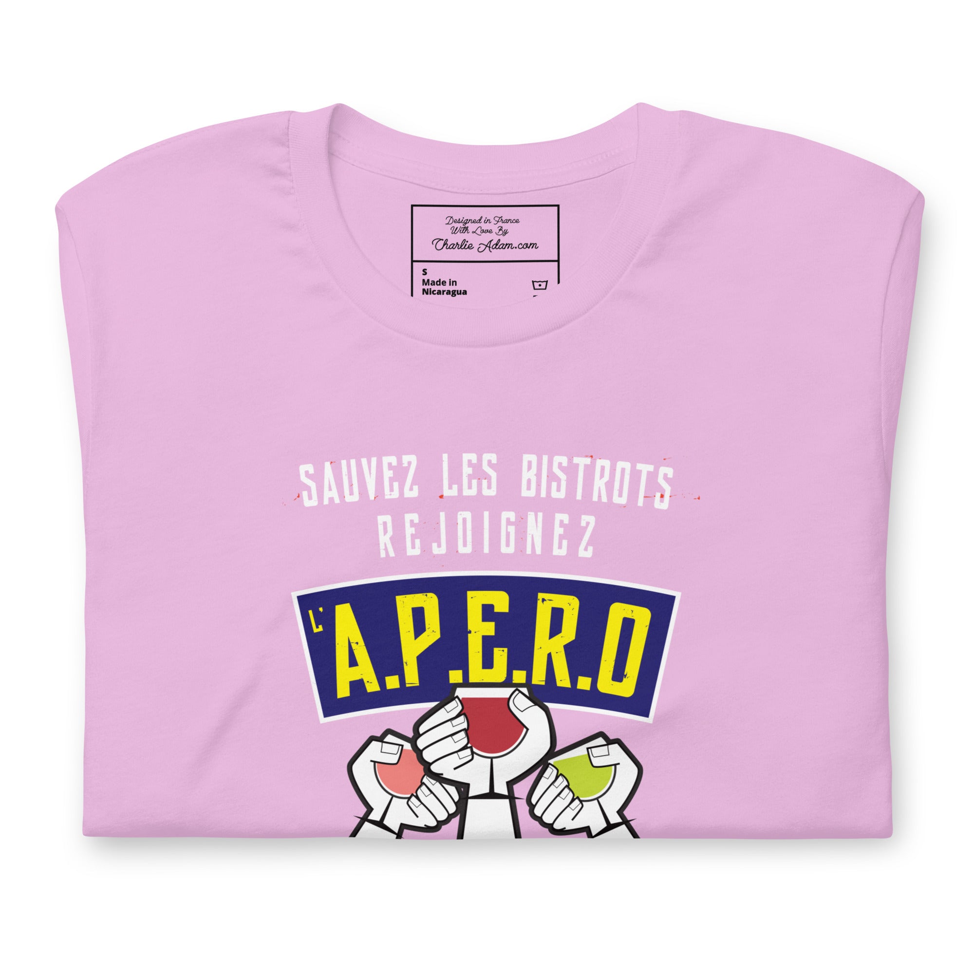 T-shirt en coton unisexe Sauvez les Bistrots, rejoignez l'Apéro sur couleurs claires