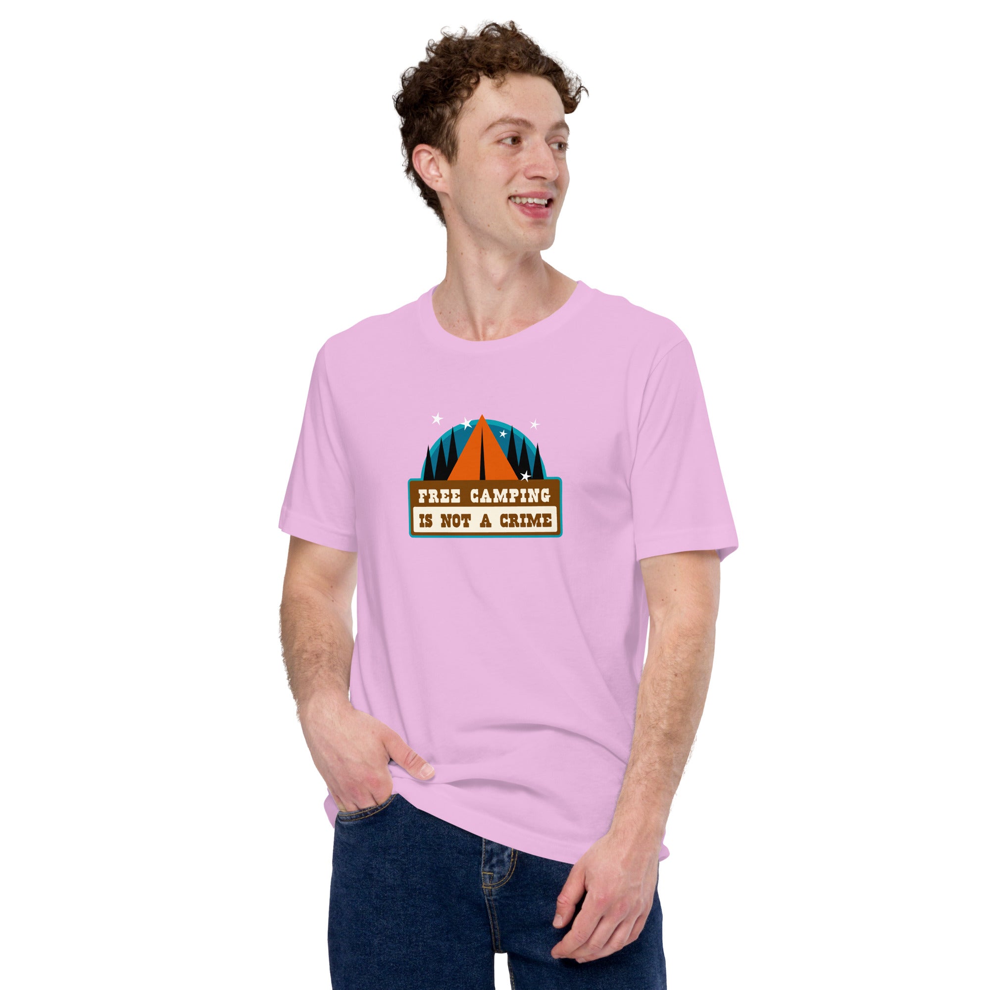 Unisex cotton t-shirt Free Camping is not a Crime on light colors