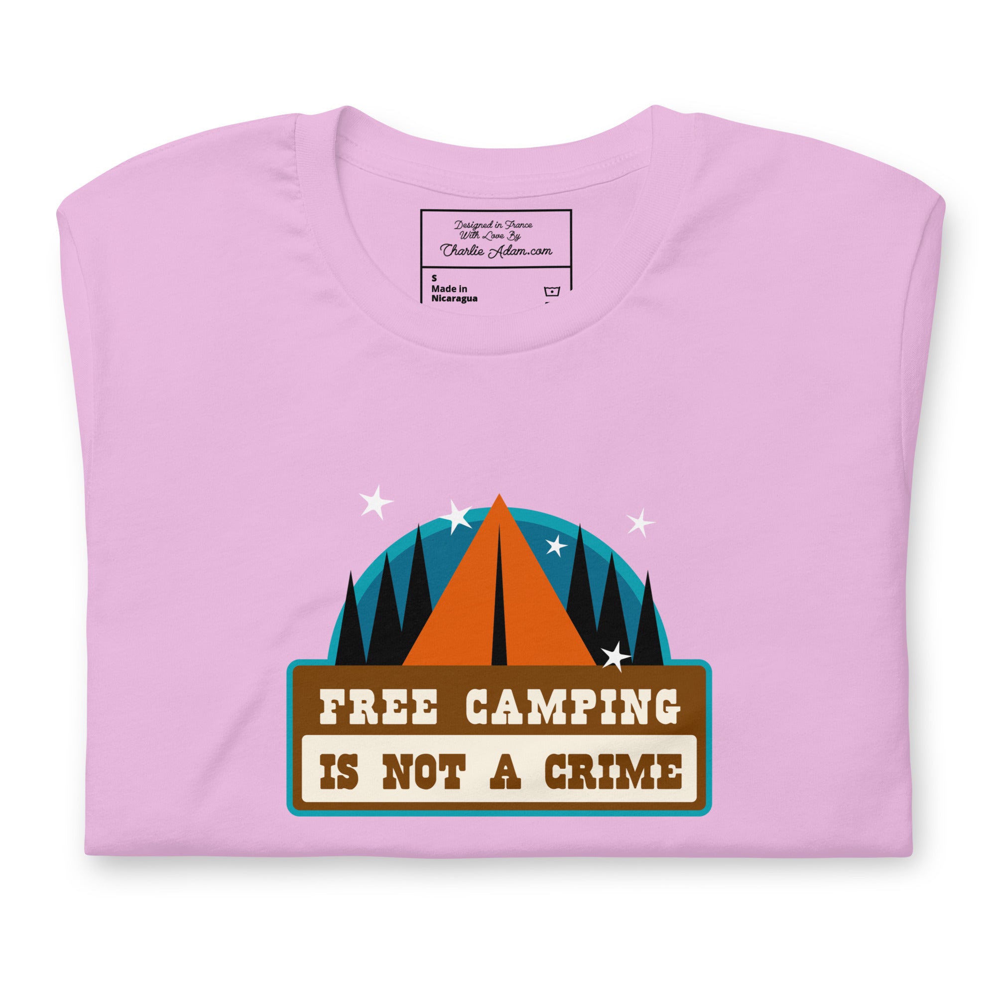 T-shirt en coton unisexe Free camping is not a crime sur couleurs claires