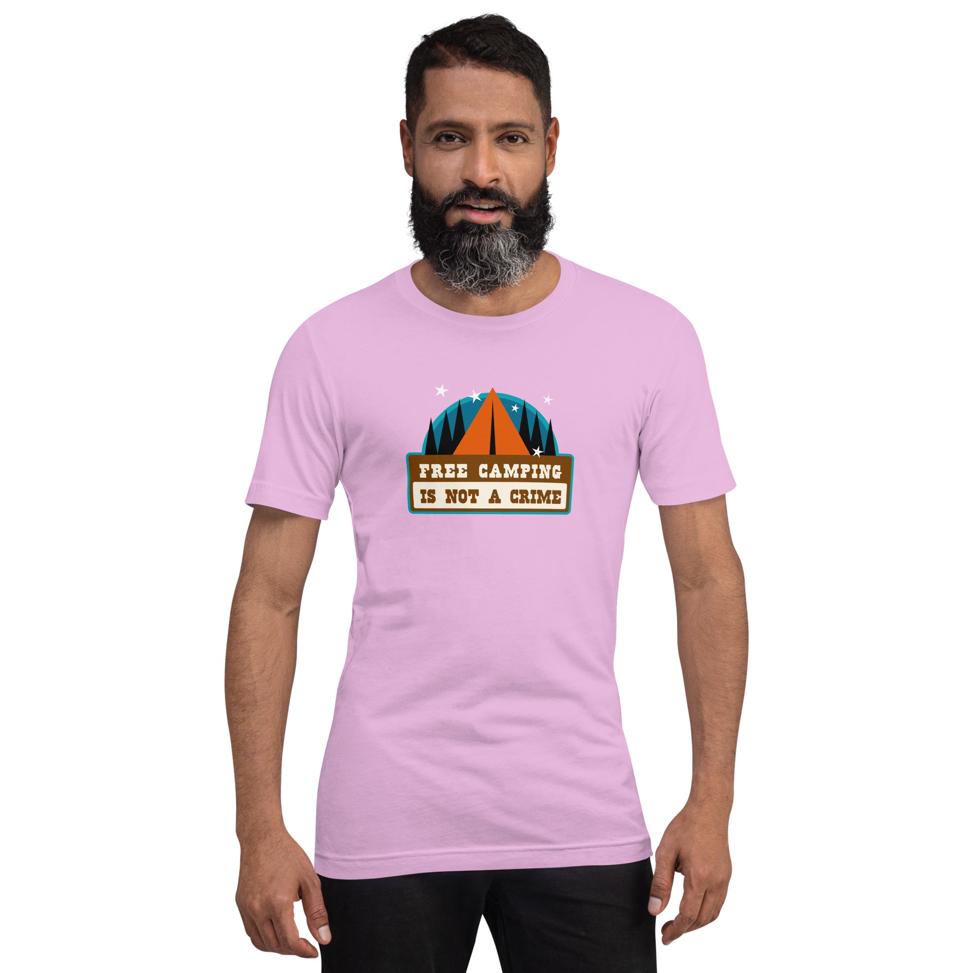 Unisex cotton t-shirt Free Camping is not a Crime on light colors