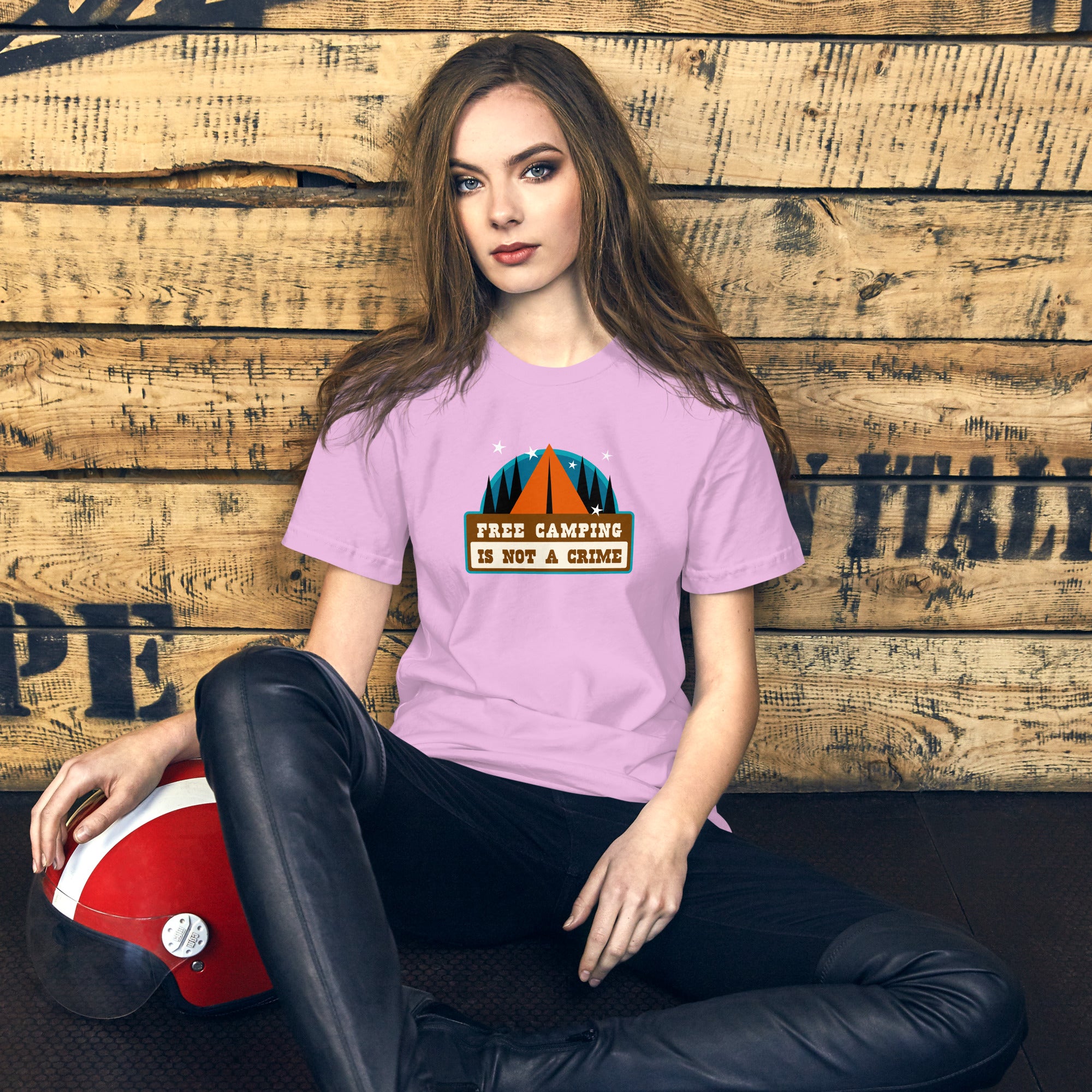 Unisex cotton t-shirt Free Camping is not a Crime on light colors