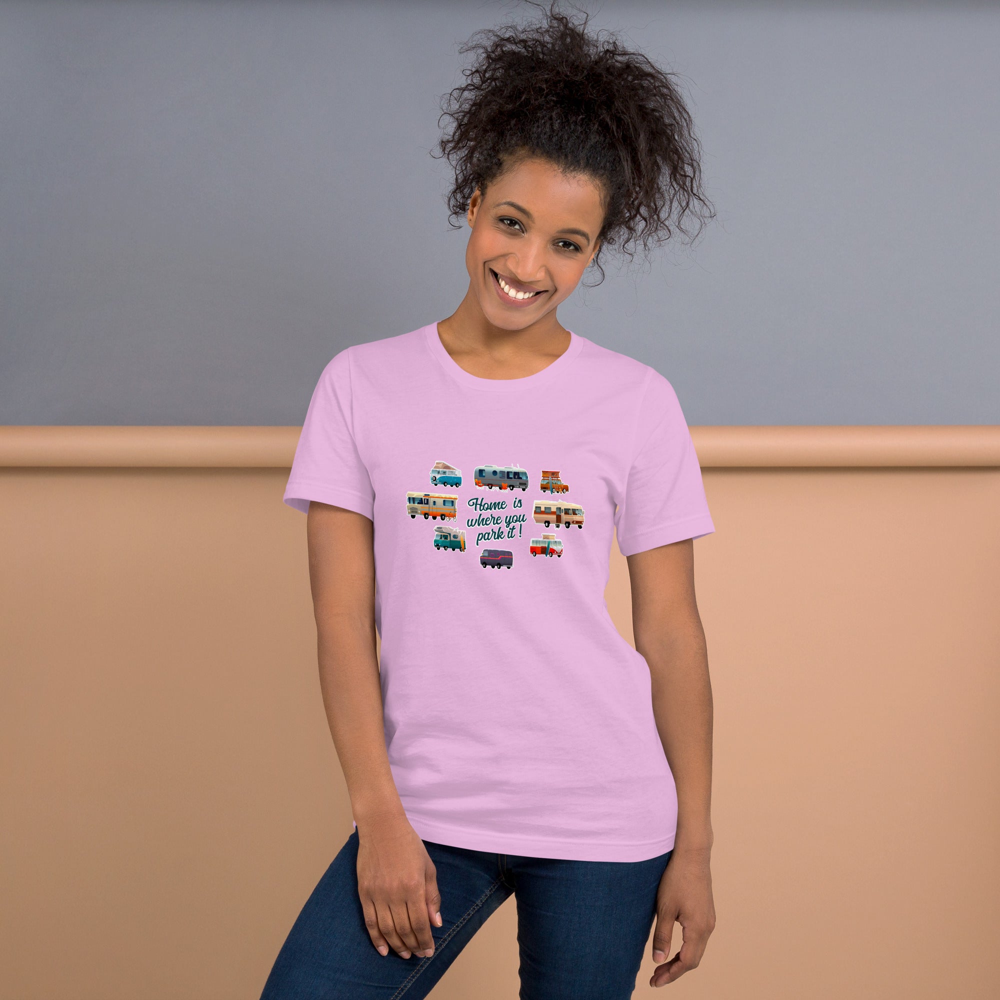 T-shirt en coton unisexe Square Vintage Campers sur couleurs claires