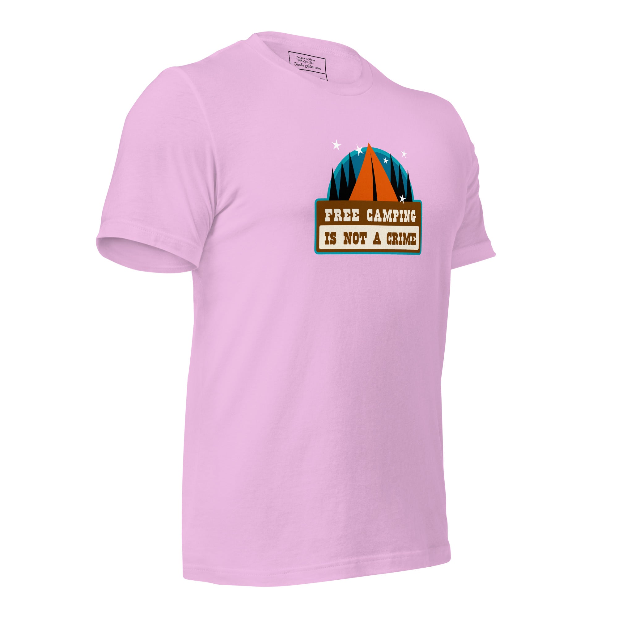 T-shirt en coton unisexe Free camping is not a crime sur couleurs claires