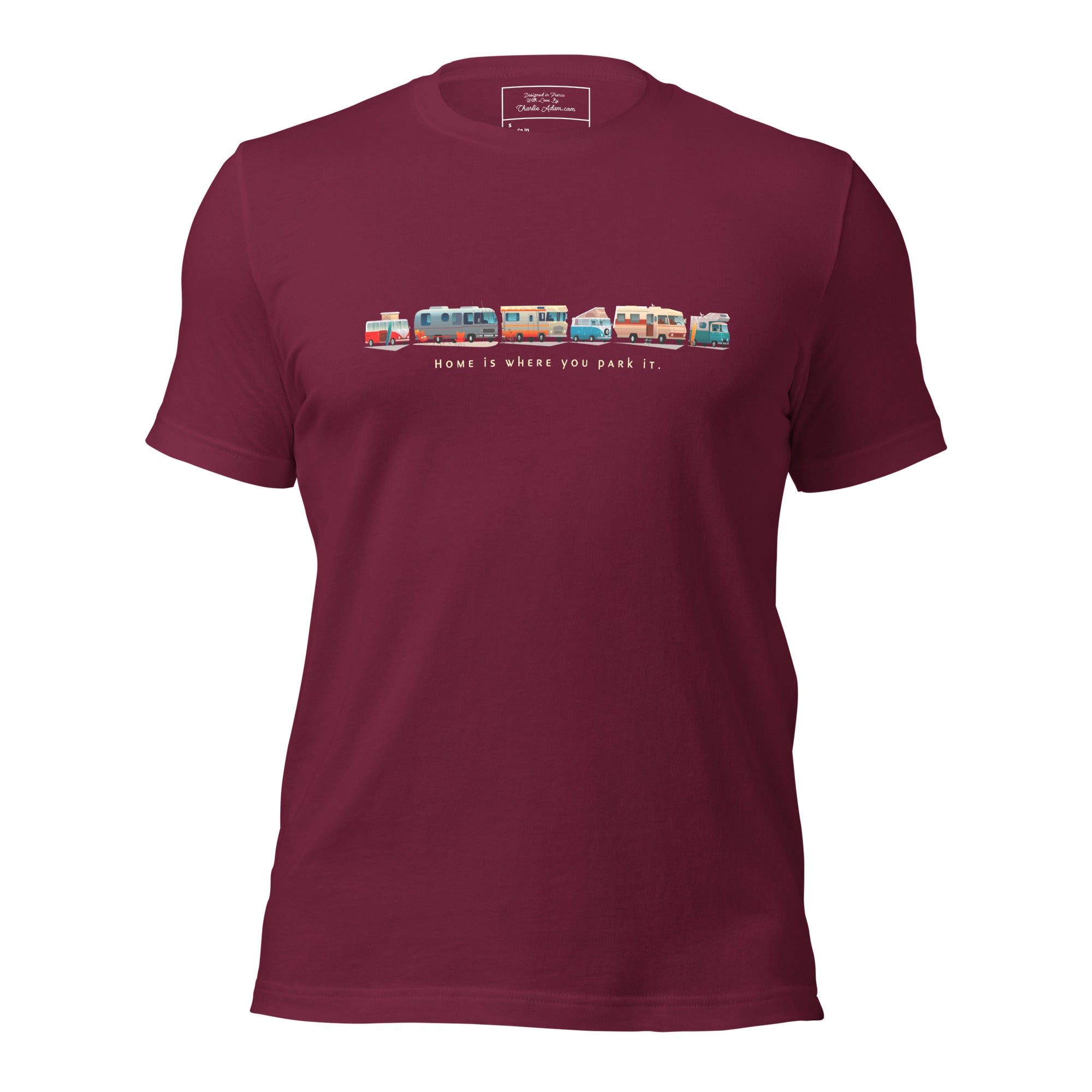 T-shirt en coton unisexe Vintage Campers: Home is where you park it sur couleurs foncées