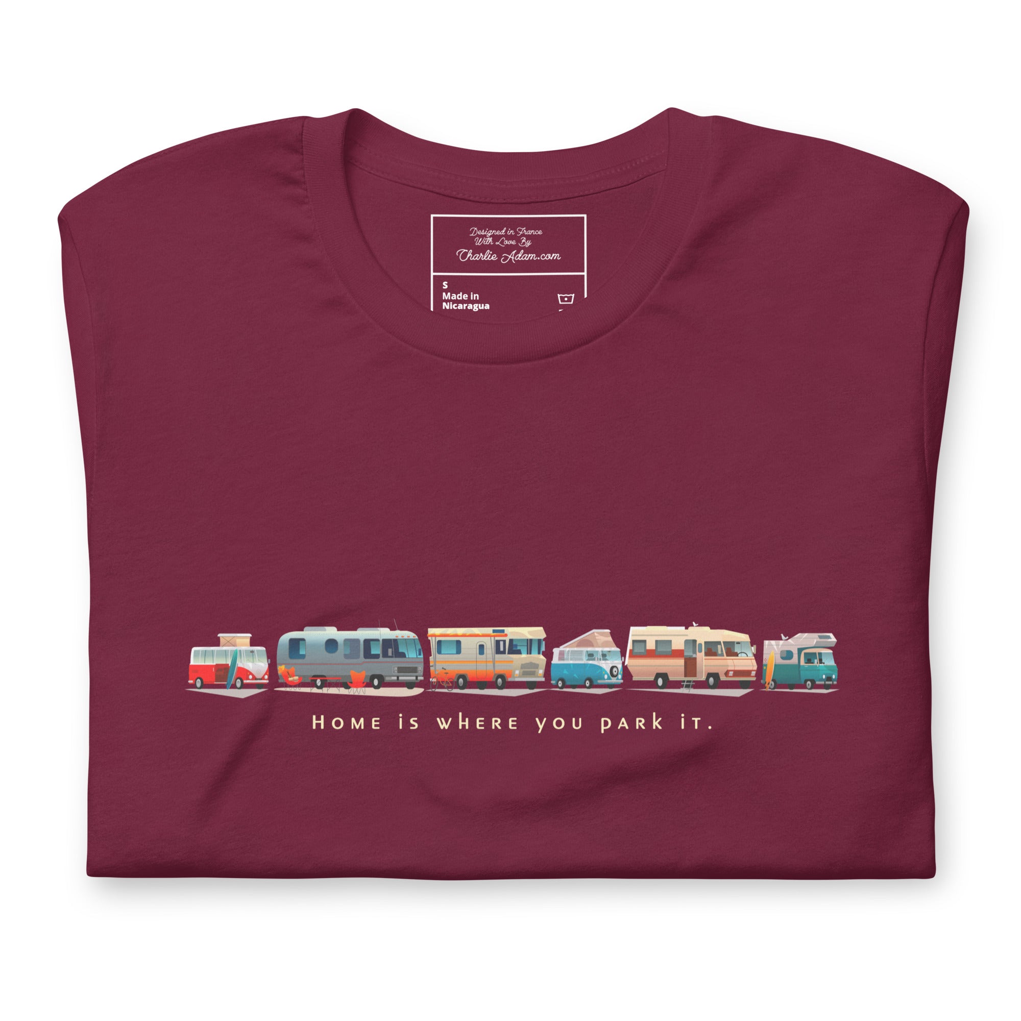 T-shirt en coton unisexe Vintage Campers: Home is where you park it sur couleurs foncées