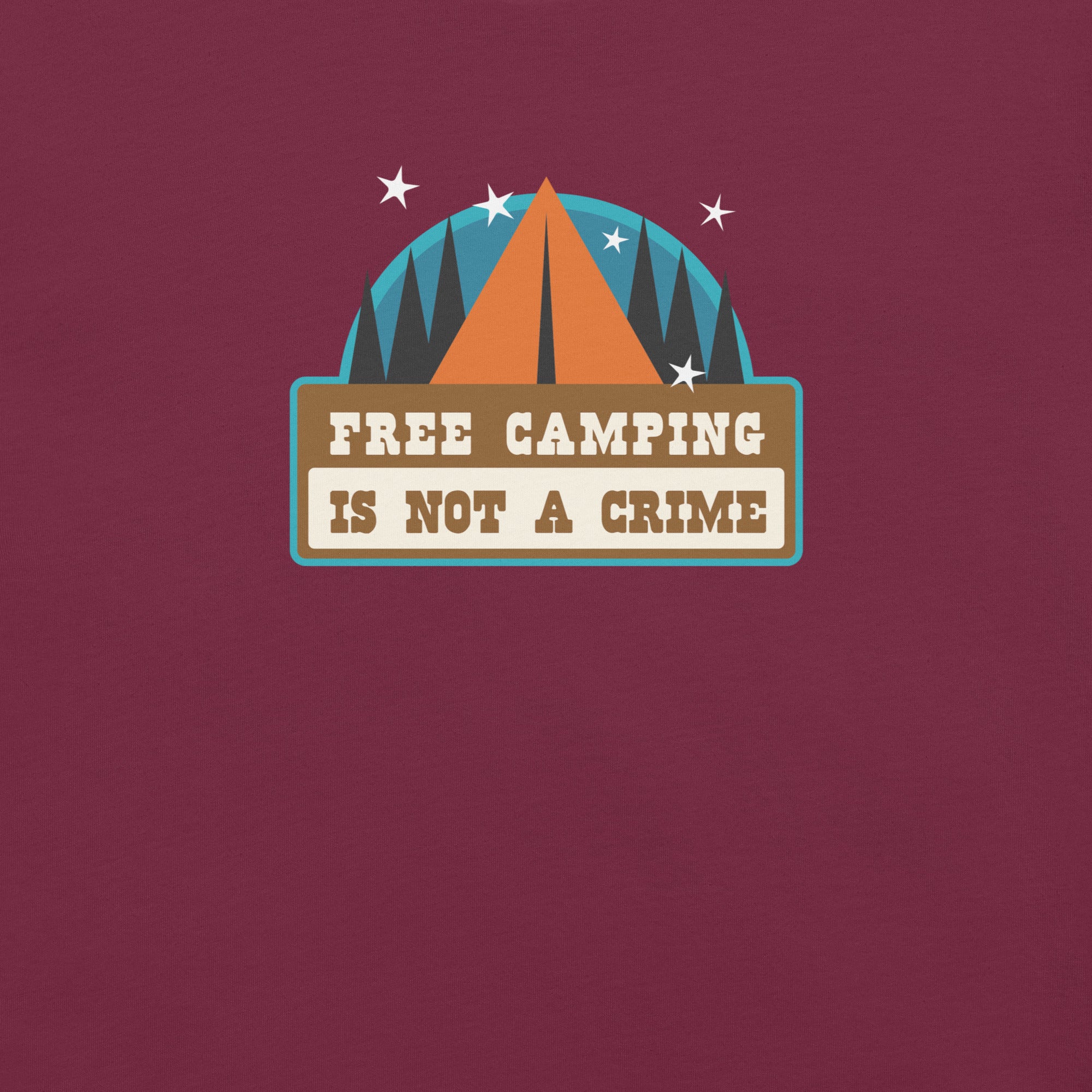 T-shirt en coton unisexe Free camping is not a crime sur couleurs foncées