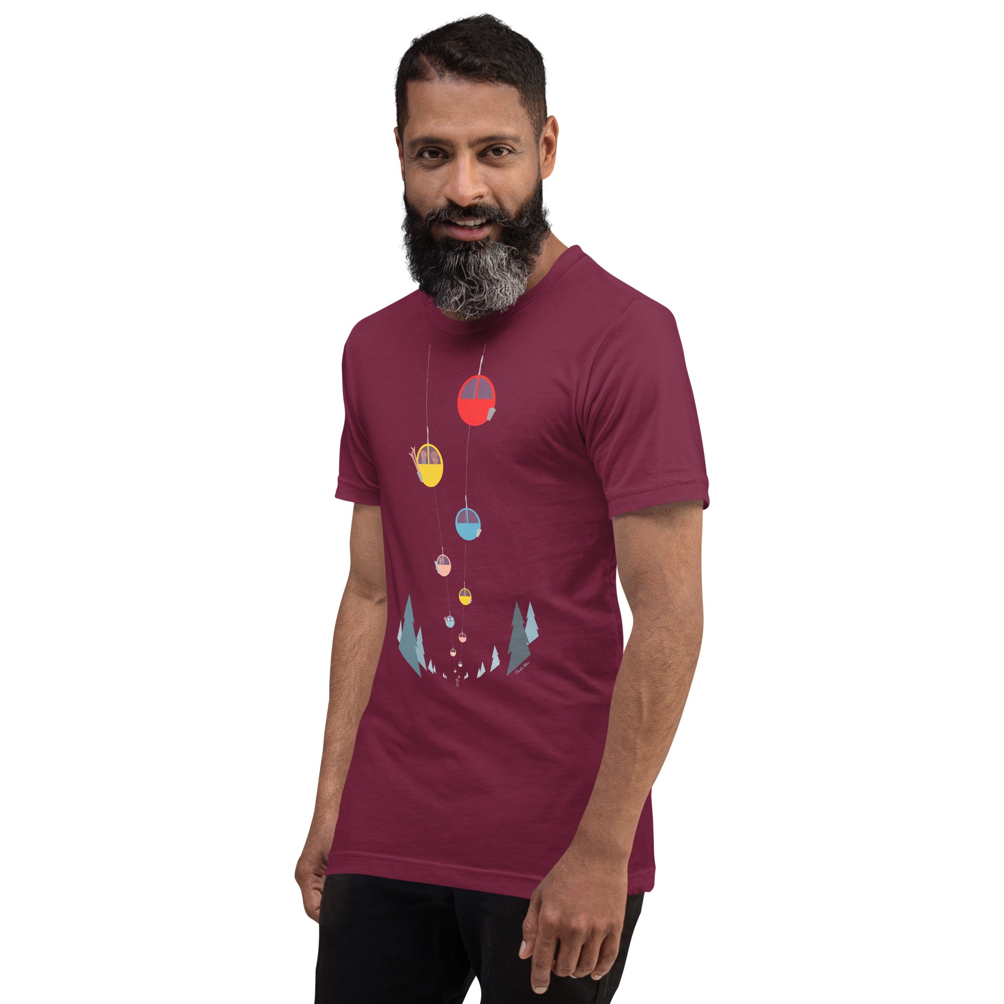 T-shirt en coton unisexe Gondolas in the mist sur couleurs foncées