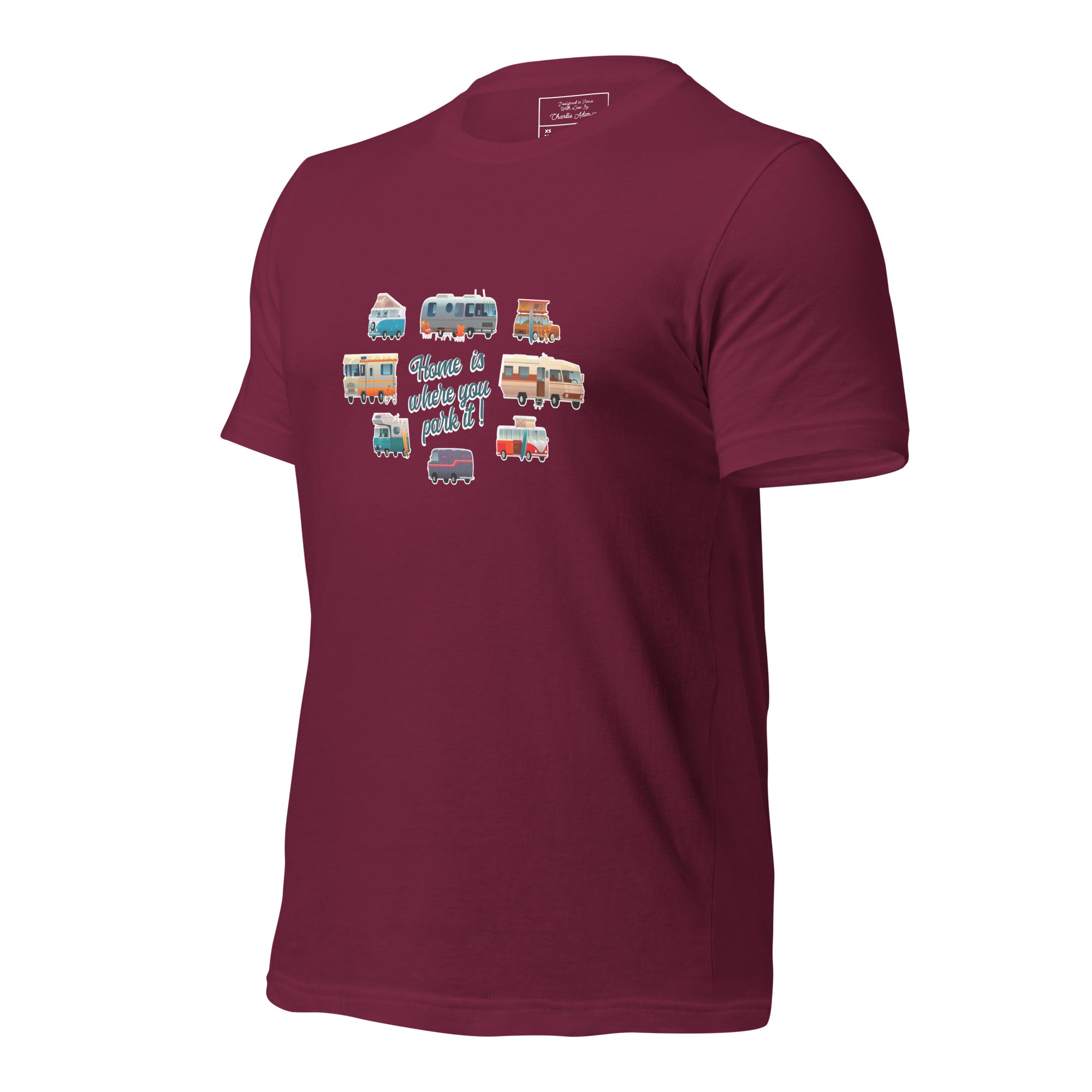 T-shirt en coton unisexe Square Vintage Campers sur couleurs foncées