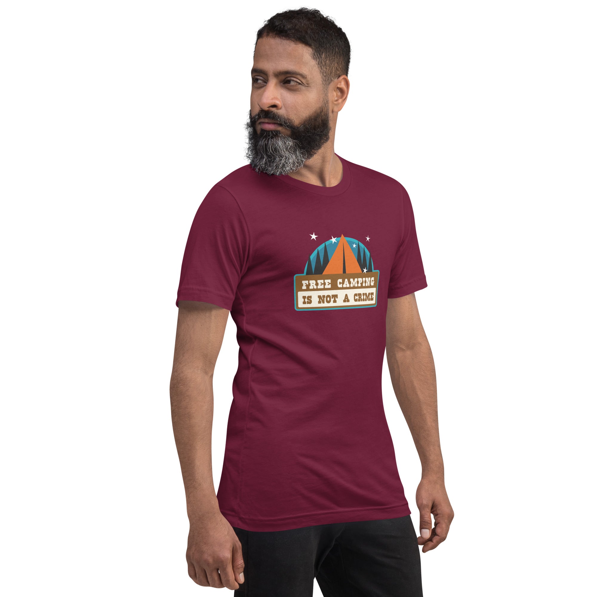 Unisex cotton t-shirt Free Camping is not a Crime on dark colors