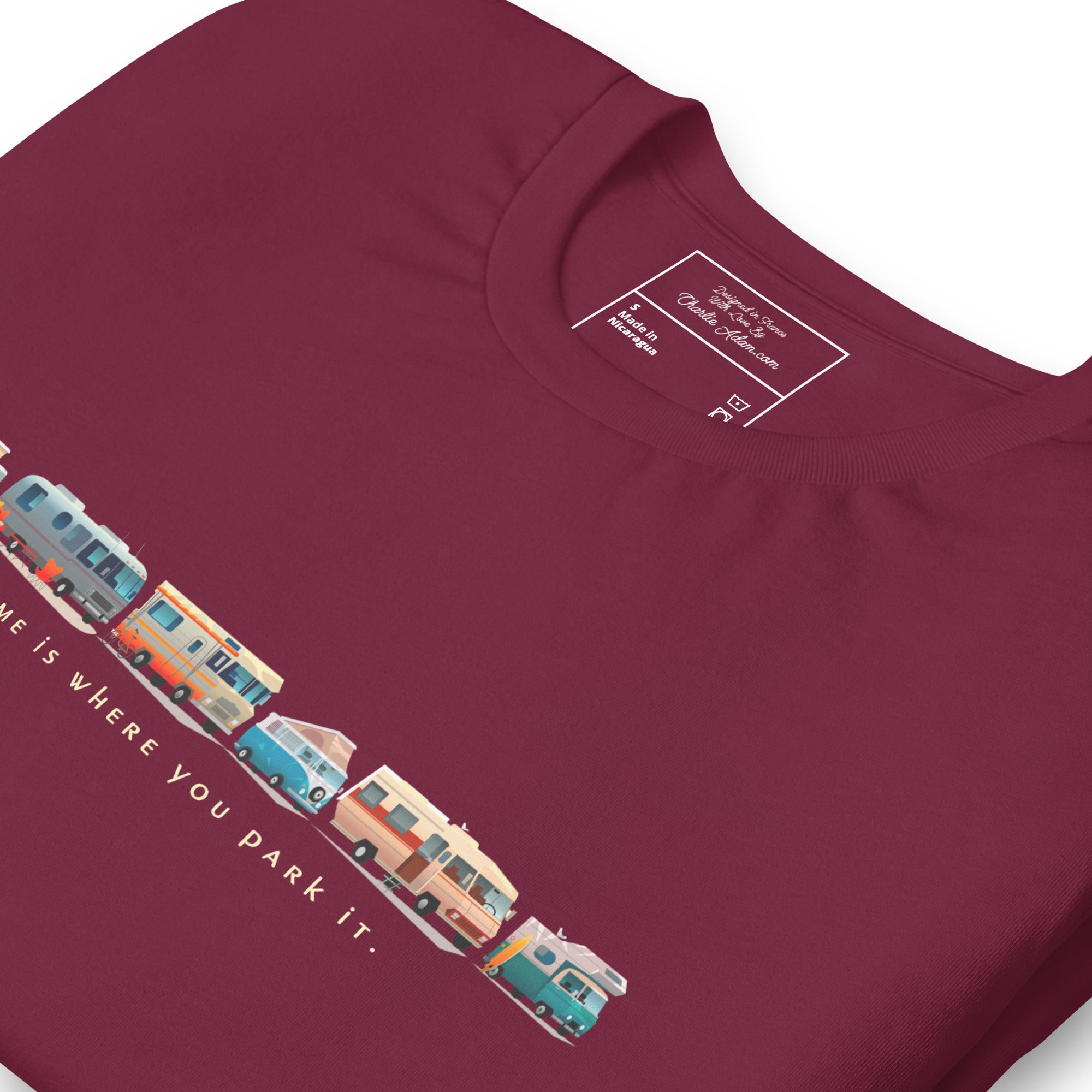 T-shirt en coton unisexe Vintage Campers: Home is where you park it sur couleurs foncées